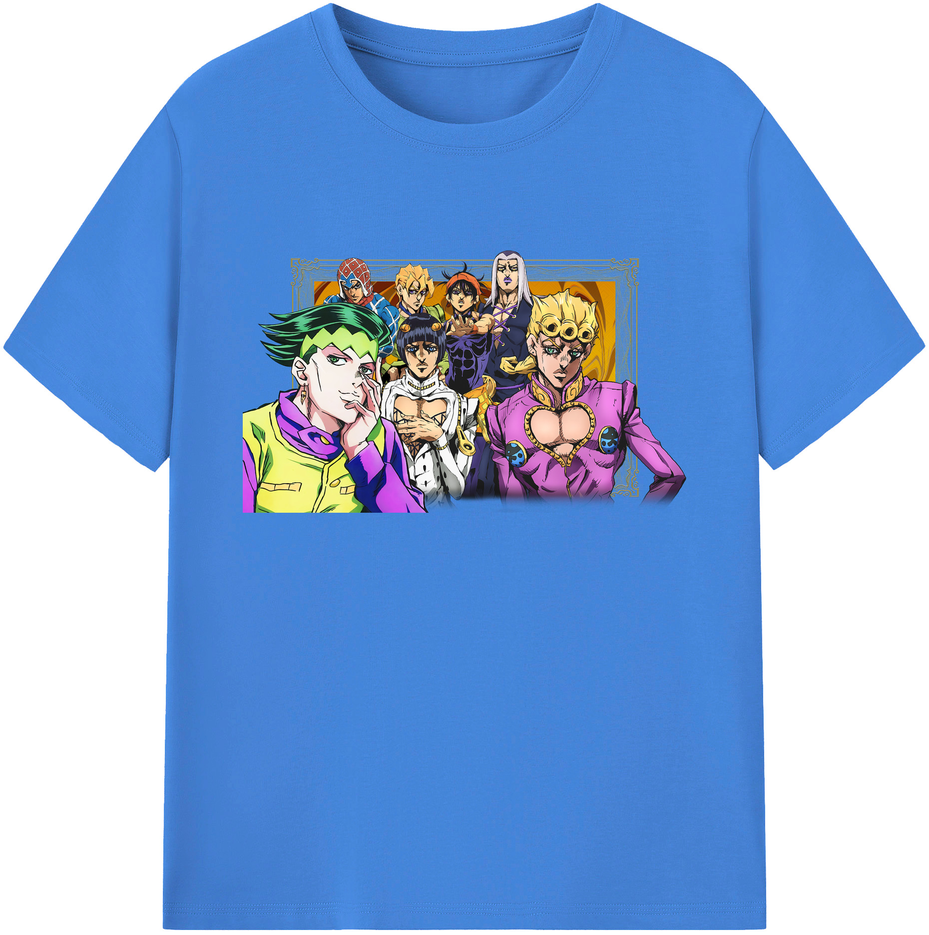 （画像用） ジョジョの奇妙な冒険 ジョルノ?ジョバァーナ JoJo's Bizarre Adventure Giorno Giovanna 綿100％ メンズ半袖Tシャツ｜肌触りやわらか＆通気性