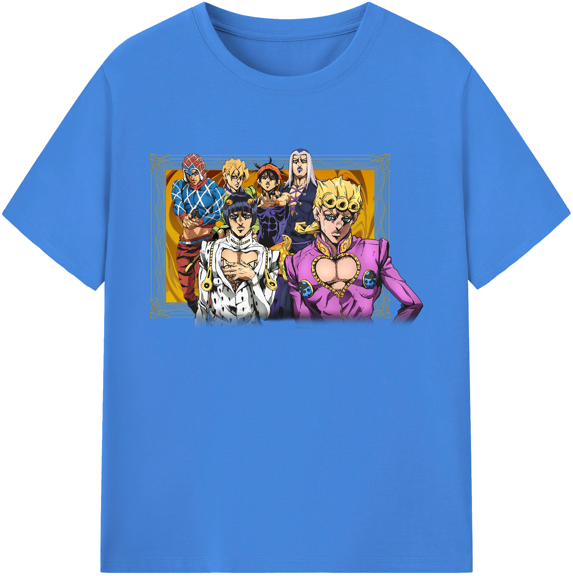 （画像用） ジョジョの奇妙な冒険 ジョルノ?ジョバァーナ JoJo's Bizarre Adventure Giorno Giovanna 綿100％ メンズ半袖Tシャツ｜肌触りやわらか＆通気性