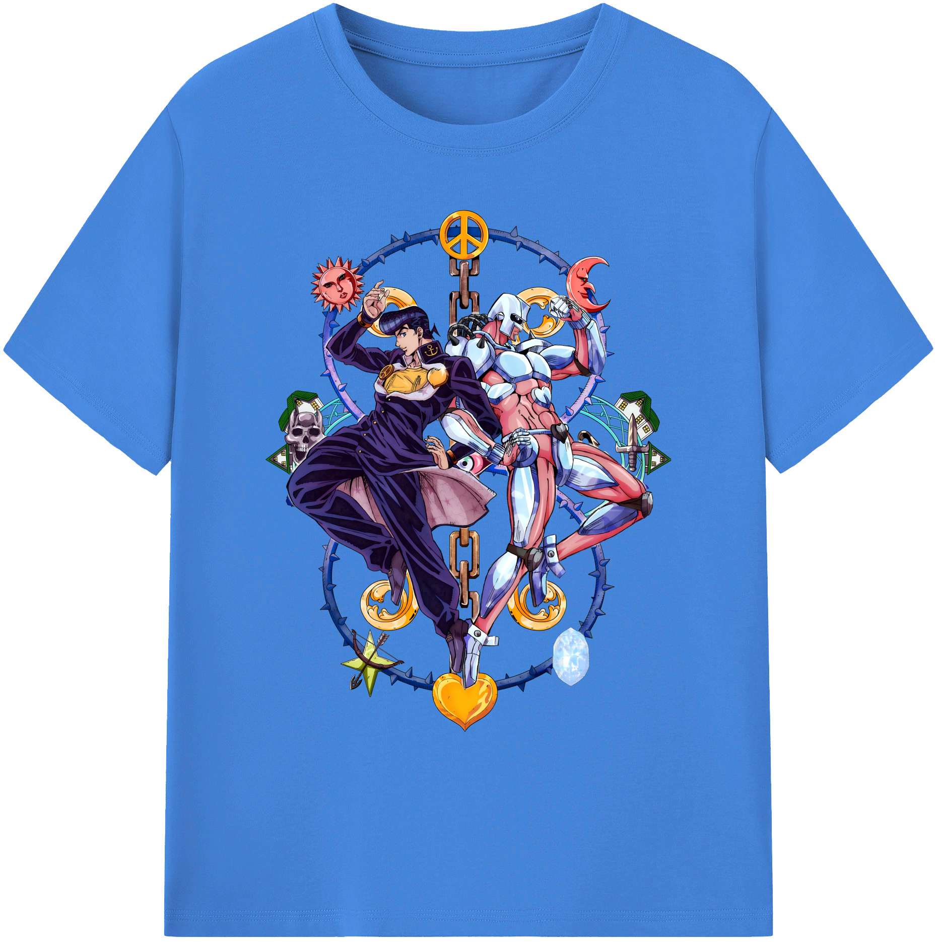 （画像用） ジョジョの奇妙な冒険 ひがしかた じょうすけ JoJo's Bizarre Adventure Higashikata Josuke 綿100％ メンズ半袖Tシャツ｜肌触りやわらか＆通気性
