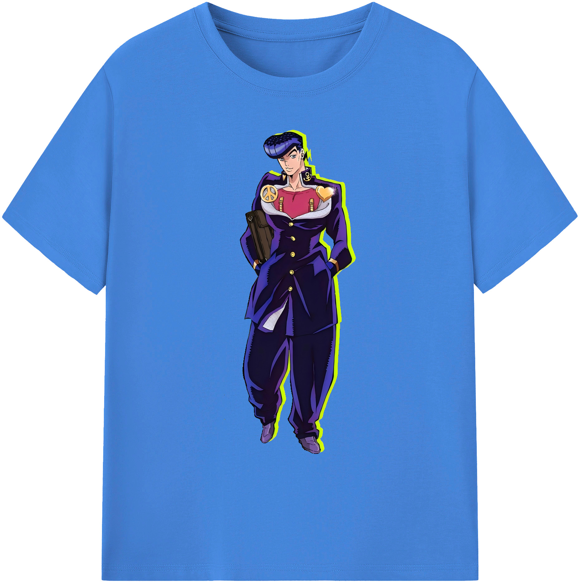 （画像用） ジョジョの奇妙な冒険 ひがしかた じょうすけ JoJo's Bizarre Adventure Higashikata Josuke 綿100％ メンズ半袖Tシャツ｜肌触りやわらか＆通気性