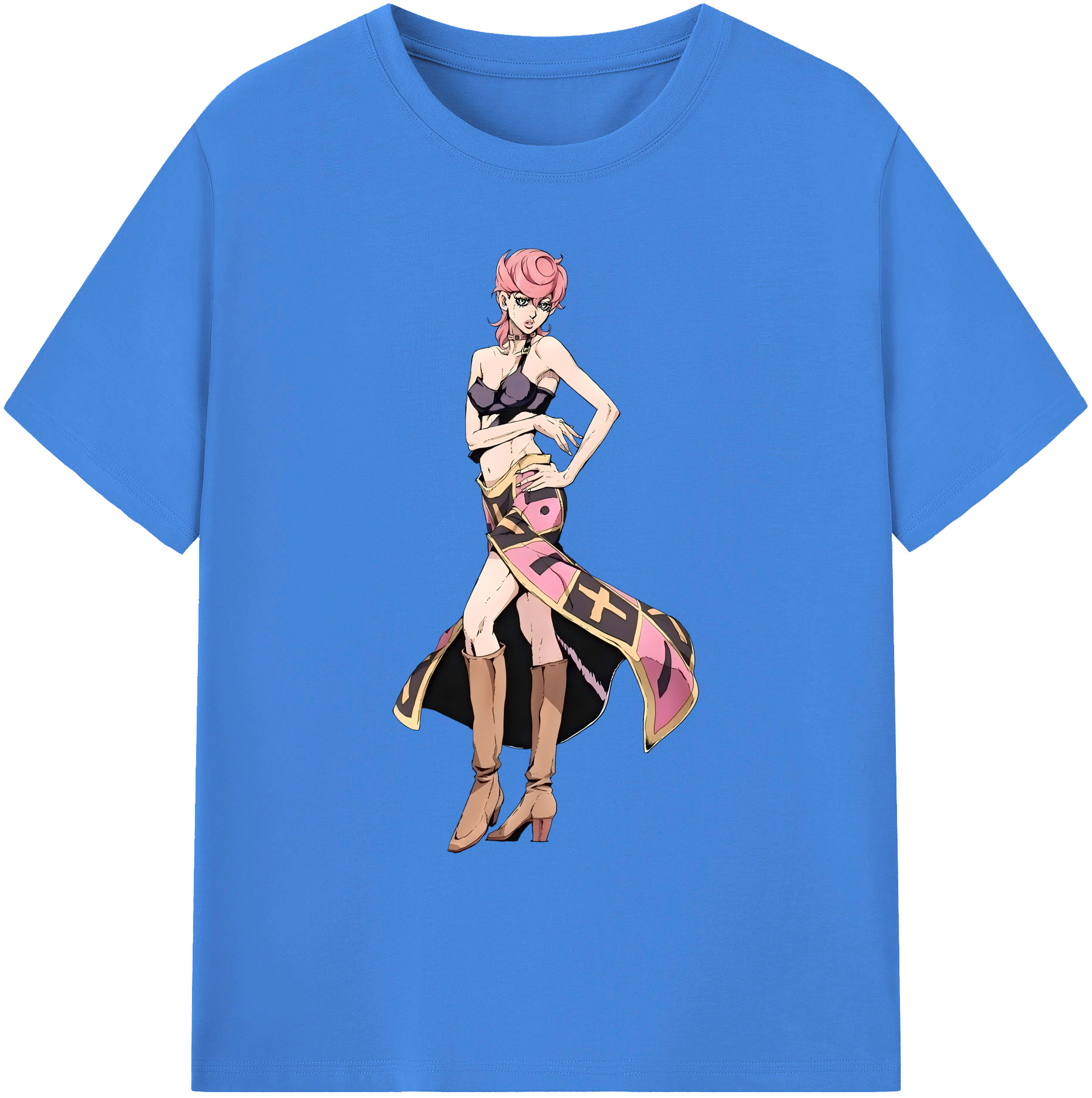 （画像用） ジョジョの奇妙な冒険 トリッシュ?ウナ JoJo's Bizarre Adventure Trish Una 綿100％ メンズ半袖Tシャツ｜肌触りやわらか＆通気性