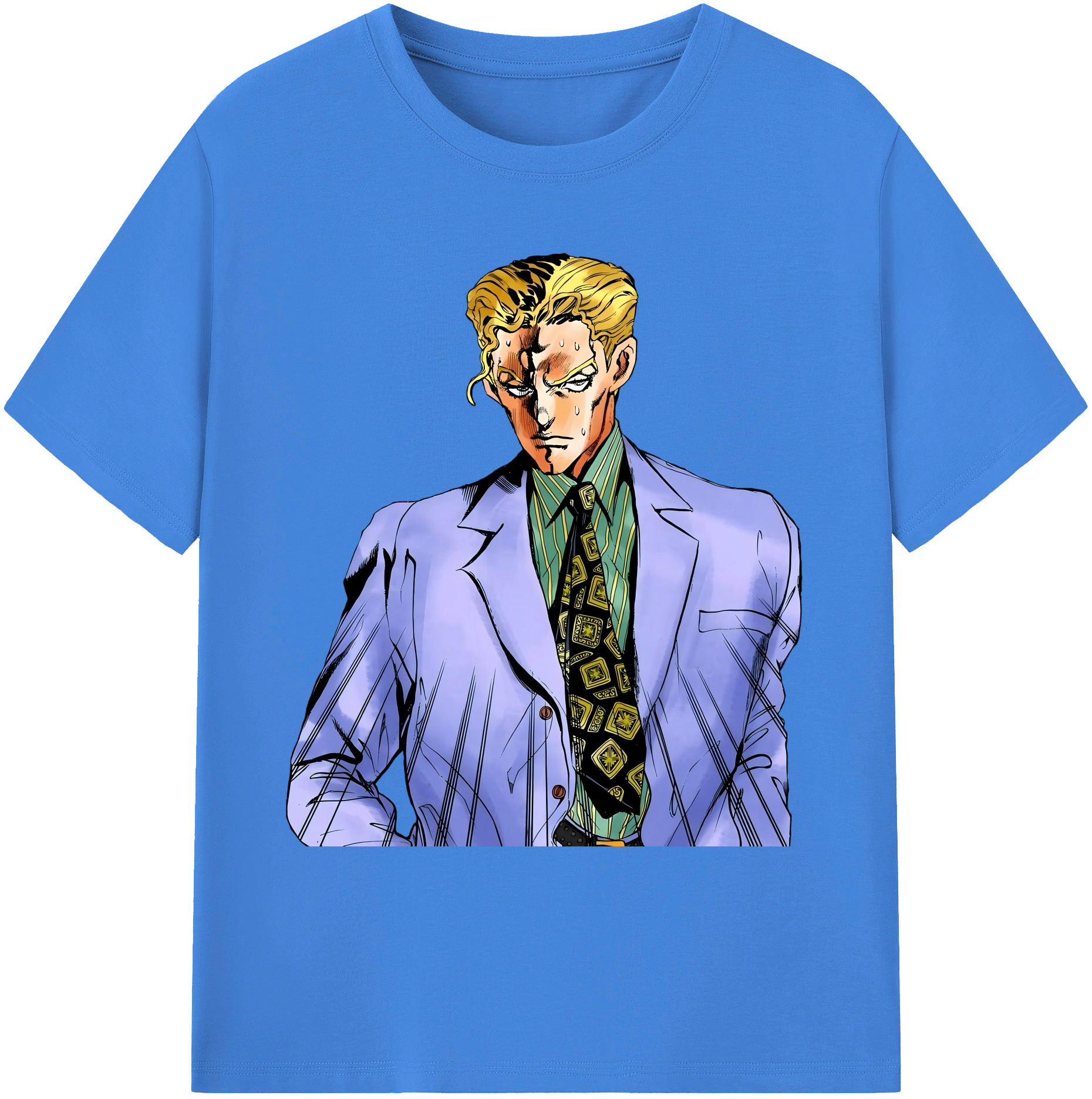 （画像用） ジョジョの奇妙な冒険 きら よしかげ JoJo's Bizarre Adventure Kira Yoshikage 綿100％ メンズ半袖Tシャツ｜肌触りやわらか＆通気性