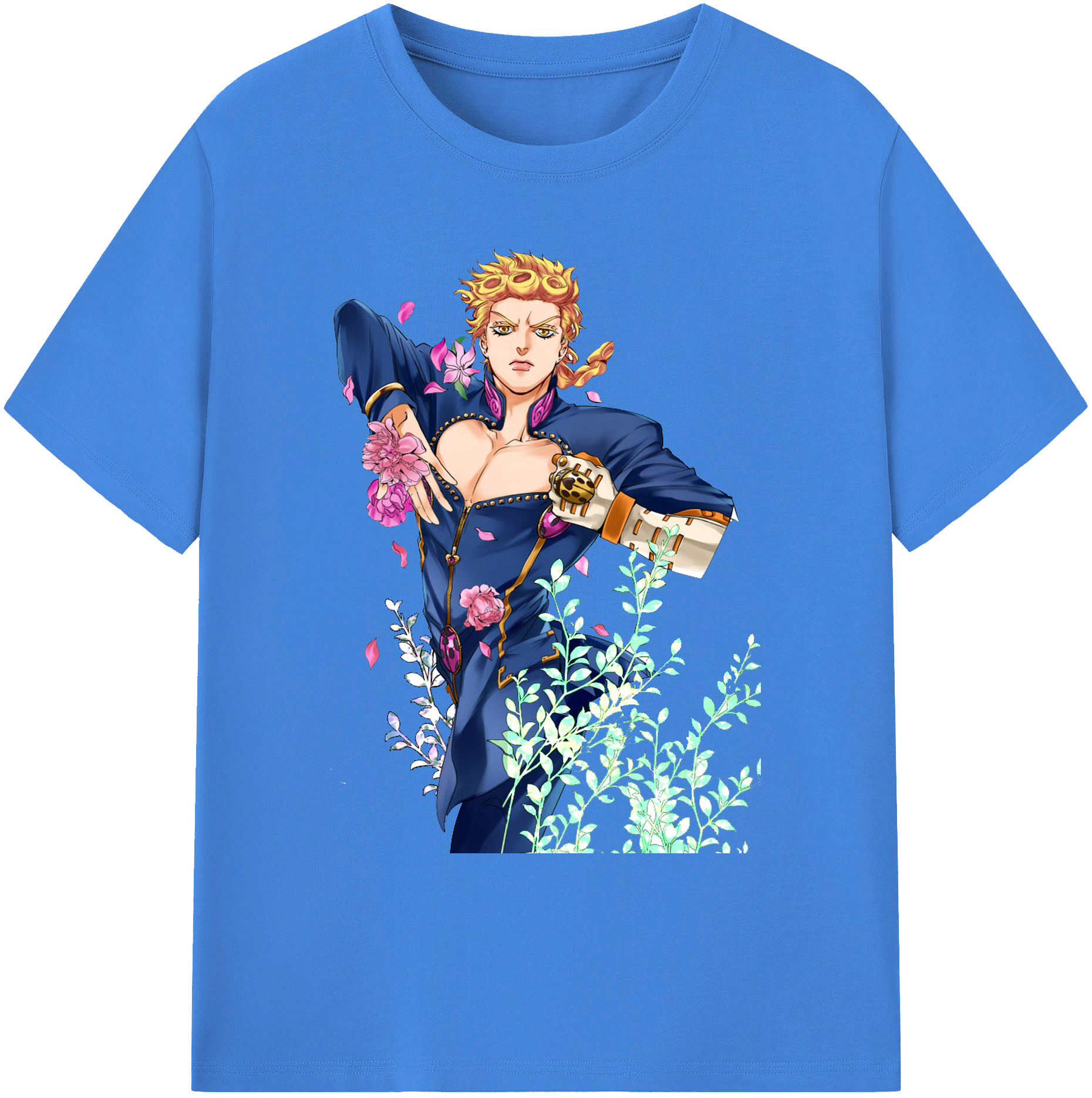 （画像用） ジョジョの奇妙な冒険 ジョルノ?ジョバァーナ JoJo's Bizarre Adventure Giorno Giovanna 綿100％ メンズ半袖Tシャツ｜肌触りやわらか＆通気性