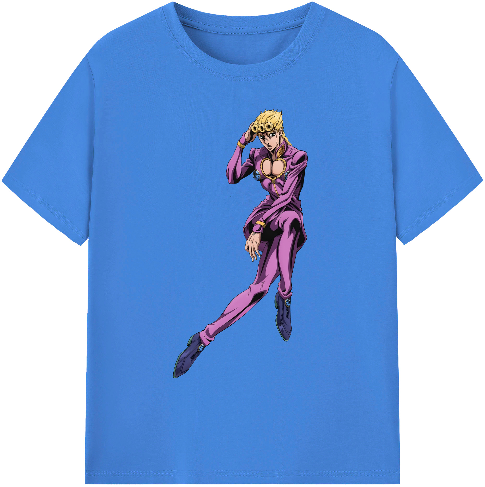 （画像用） ジョジョの奇妙な冒険 ジョルノ?ジョバァーナ JoJo's Bizarre Adventure Giorno Giovanna 綿100％ メンズ半袖Tシャツ｜肌触りやわらか＆通気性