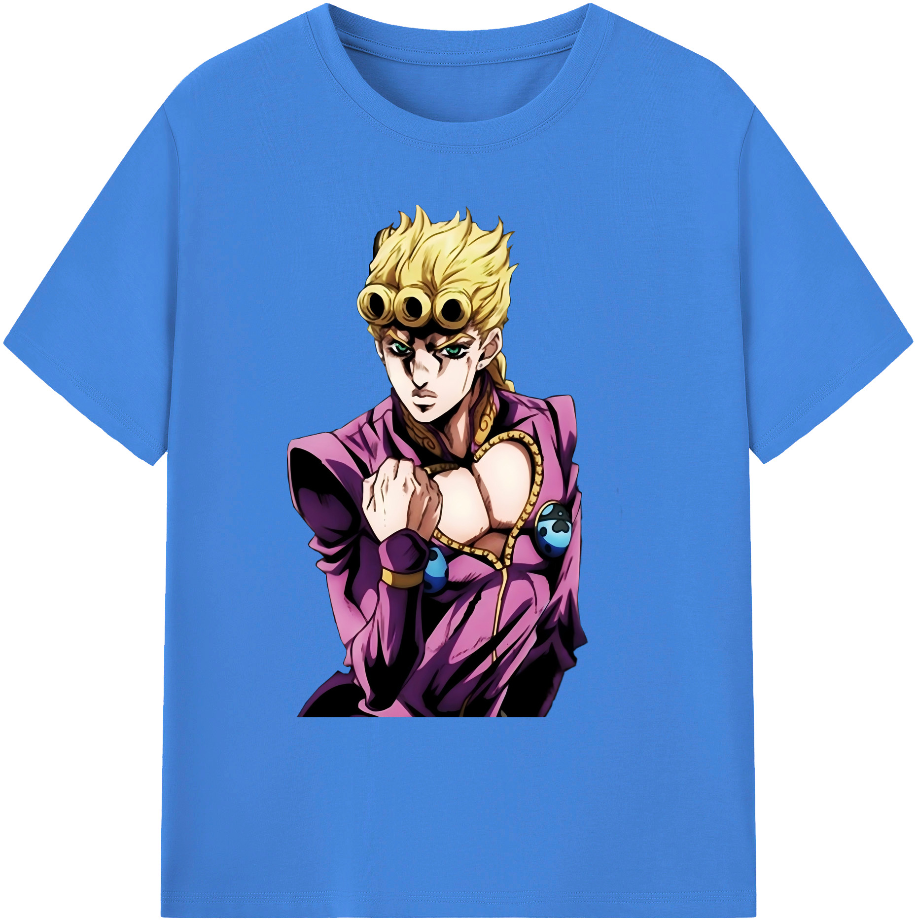 （画像用） ジョジョの奇妙な冒険 ジョルノ?ジョバァーナ JoJo's Bizarre Adventure Giorno Giovanna 綿100％ メンズ半袖Tシャツ｜肌触りやわらか＆通気性