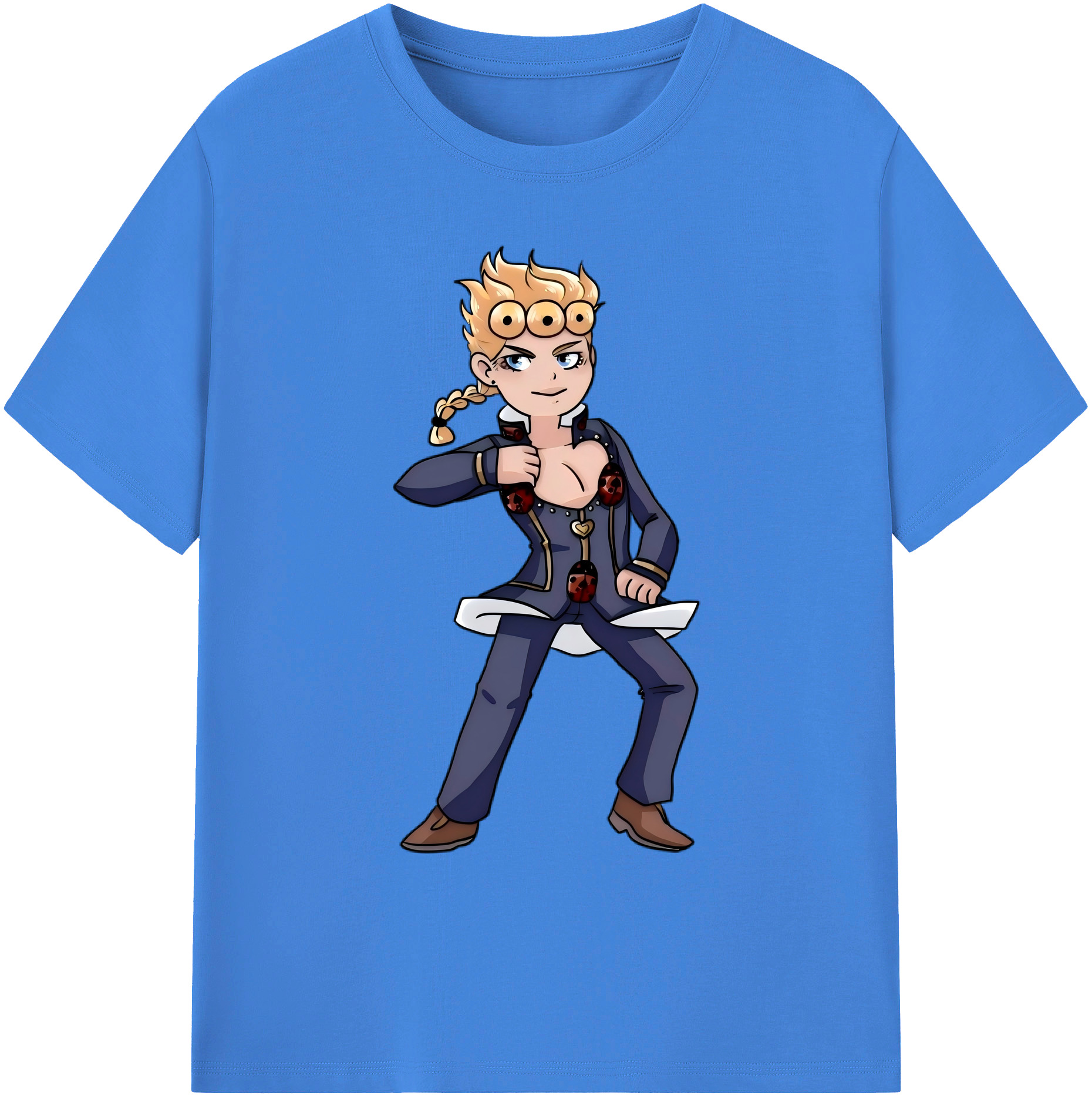 （画像用） ジョジョの奇妙な冒険 ジョルノ?ジョバァーナ JoJo's Bizarre Adventure Giorno Giovanna 綿100％ メンズ半袖Tシャツ｜肌触りやわらか＆通気性