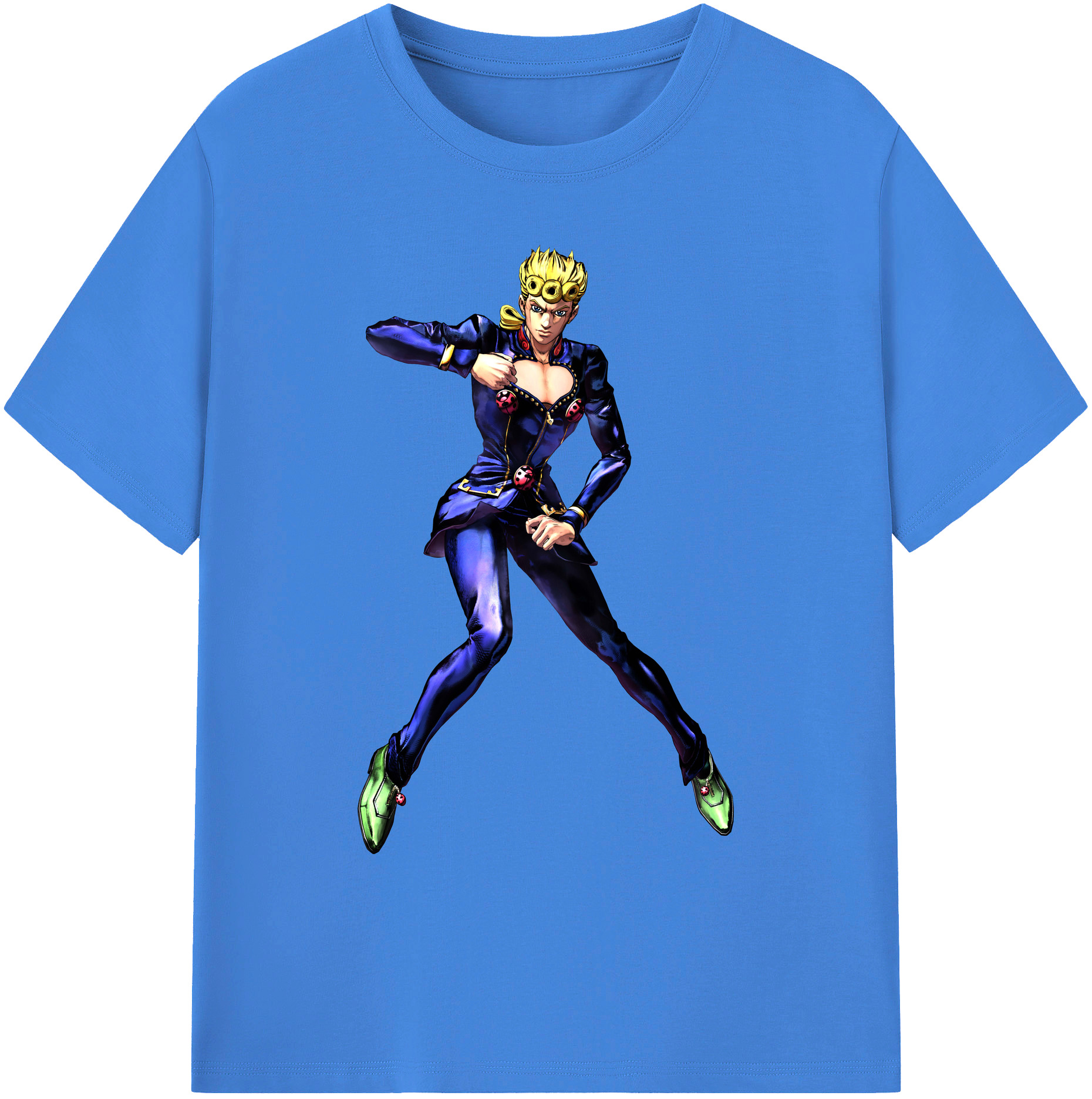 （画像用） ジョジョの奇妙な冒険 ジョルノ?ジョバァーナ JoJo's Bizarre Adventure Giorno Giovanna 綿100％ メンズ半袖Tシャツ｜肌触りやわらか＆通気性