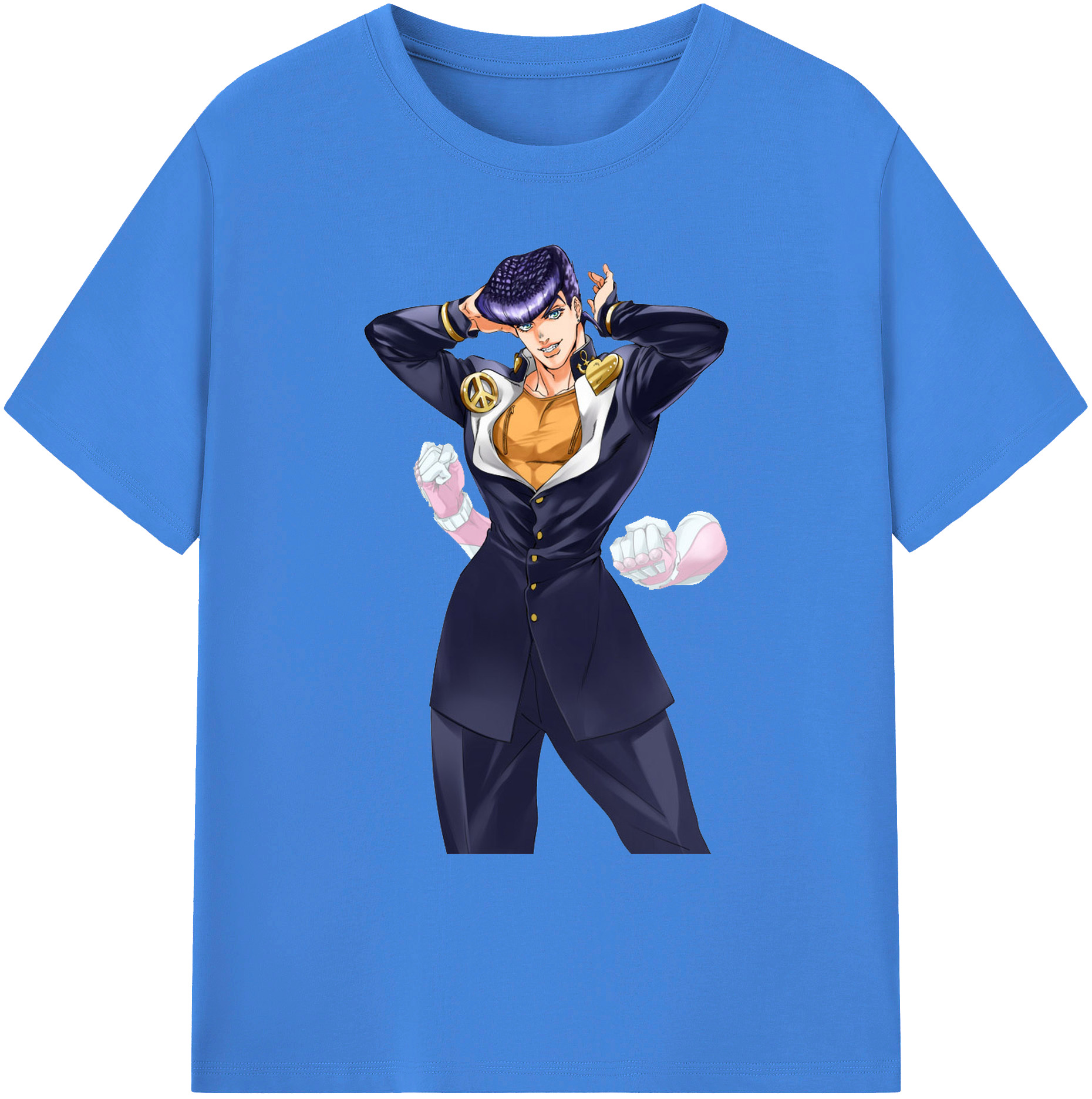 （画像用） ジョジョの奇妙な冒険 ひがしかた じょうすけ JoJo's Bizarre Adventure Higashikata Josuke 綿100％ メンズ半袖Tシャツ｜肌触りやわらか＆通気性