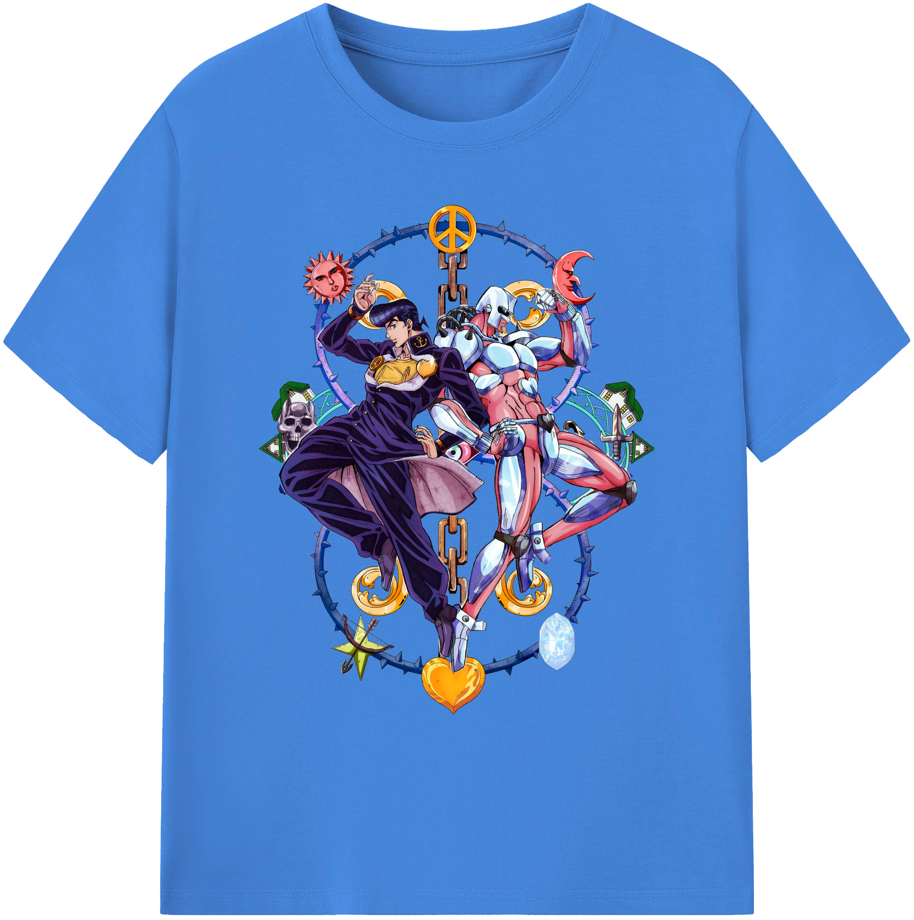 （画像用） ジョジョの奇妙な冒険 ひがしかた じょうすけ JoJo's Bizarre Adventure Higashikata Josuke 綿100％ メンズ半袖Tシャツ｜肌触りやわらか＆通気性