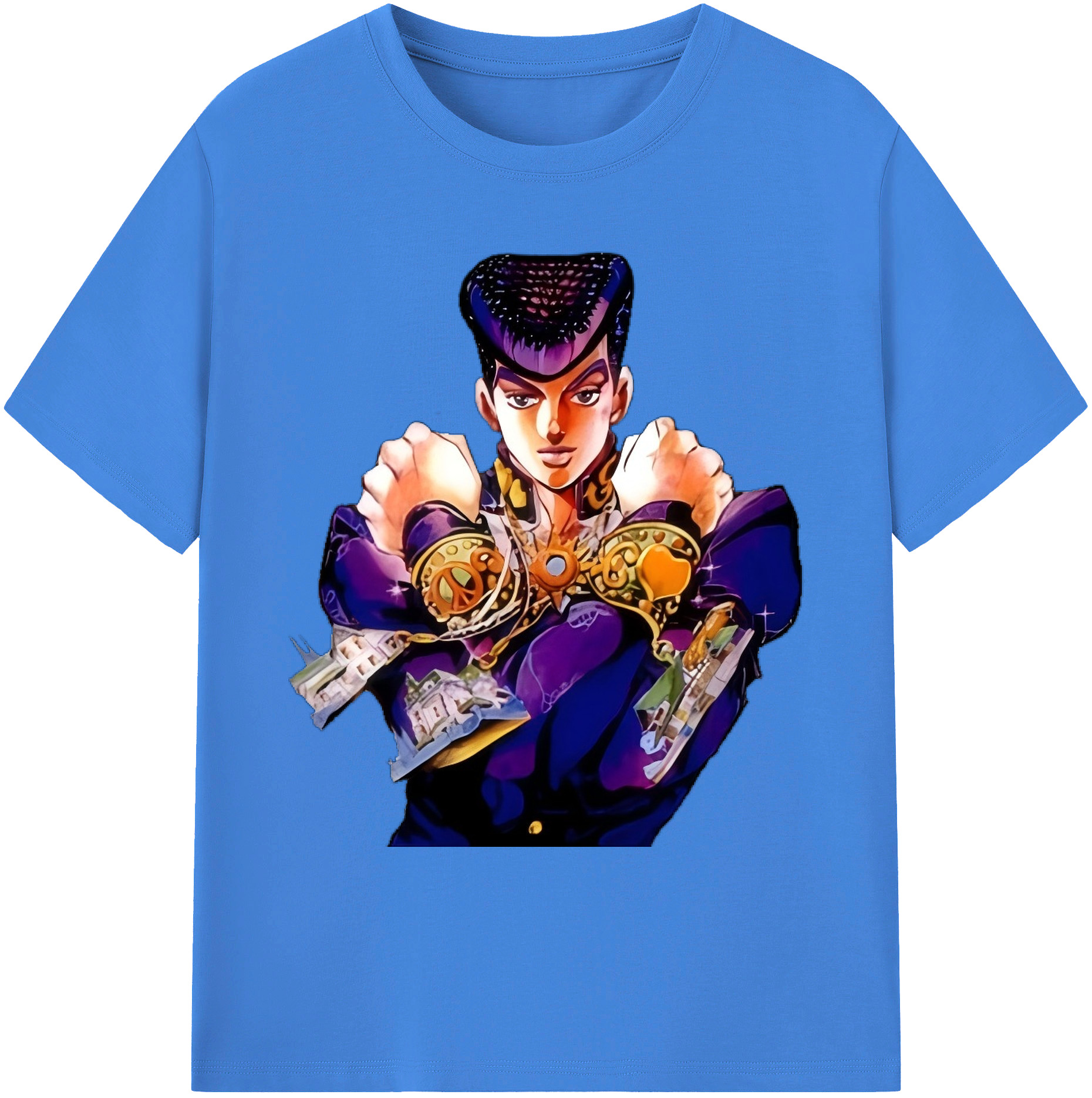 （画像用） ジョジョの奇妙な冒険 ひがしかた じょうすけ JoJo's Bizarre Adventure Higashikata Josuke 綿100％ メンズ半袖Tシャツ｜肌触りやわらか＆通気性