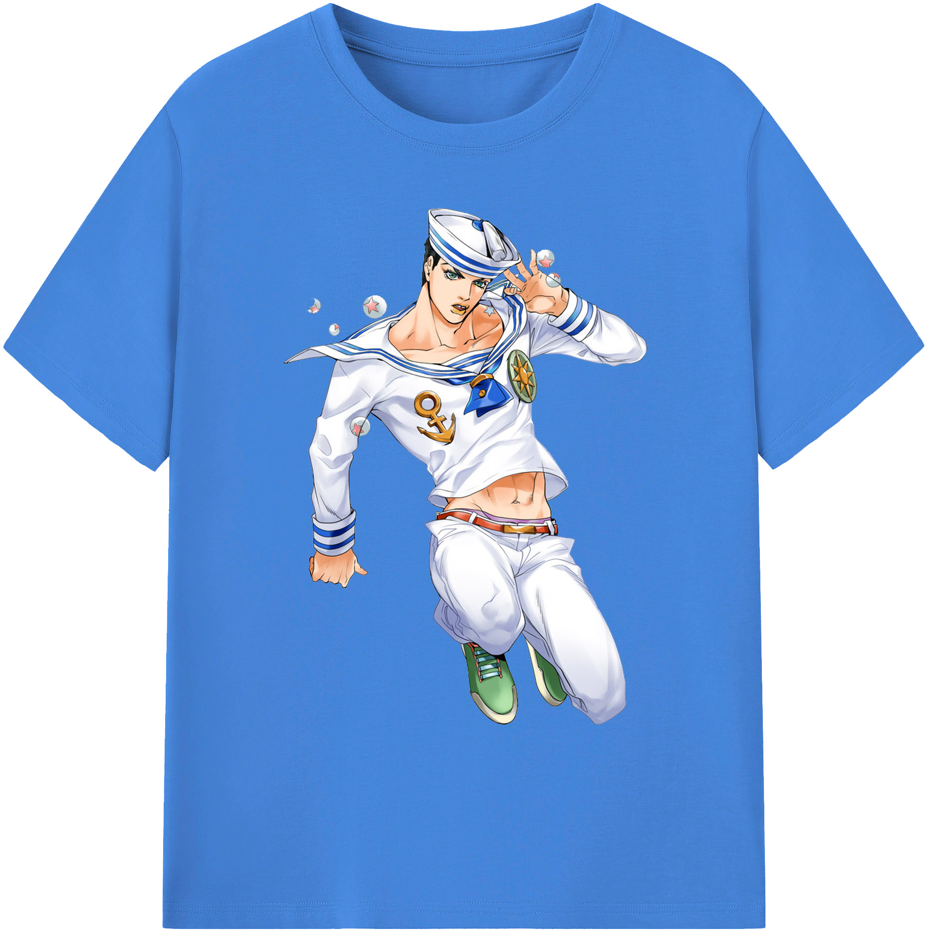 （画像用） ジョジョの奇妙な冒険 東方定助 JoJo's Bizarre Adventure Higashikata Josuke 綿100％ メンズ半袖Tシャツ｜肌触りやわらか＆通気性