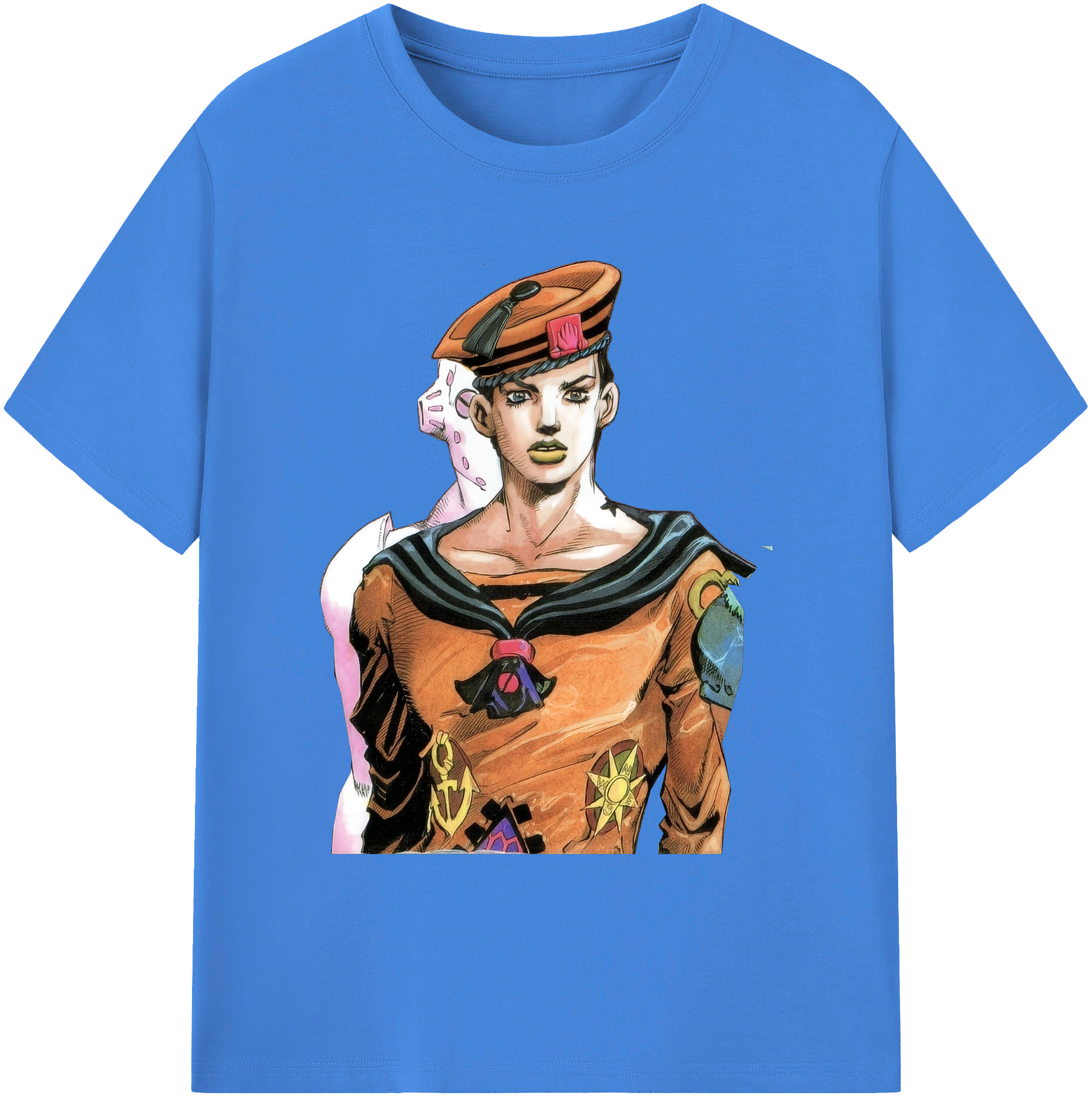 （画像用） ジョジョの奇妙な冒険 東方定助 JoJo's Bizarre Adventure Higashikata Josuke 綿100％ メンズ半袖Tシャツ｜肌触りやわらか＆通気性