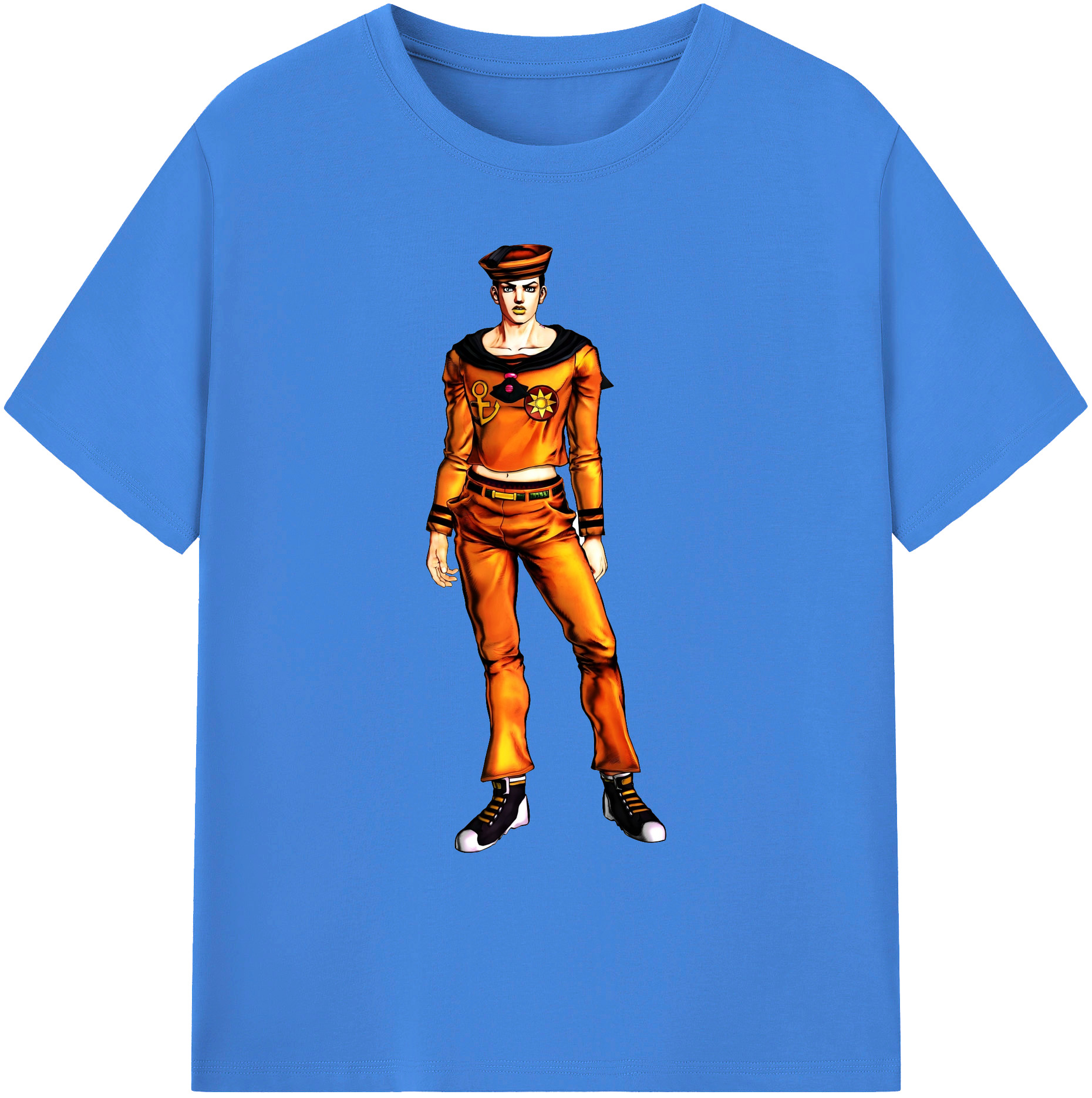 （画像用） ジョジョの奇妙な冒険 東方定助 JoJo's Bizarre Adventure Higashikata Josuke 綿100％ メンズ半袖Tシャツ｜肌触りやわらか＆通気性