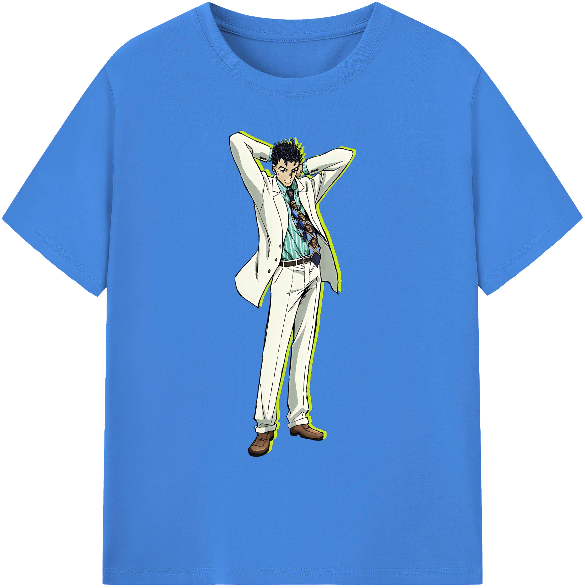 （画像用） ジョジョの奇妙な冒険 きら よしかげ JoJo's Bizarre Adventure Kira Yoshikage 綿100％ メンズ半袖Tシャツ｜肌触りやわらか＆通気性