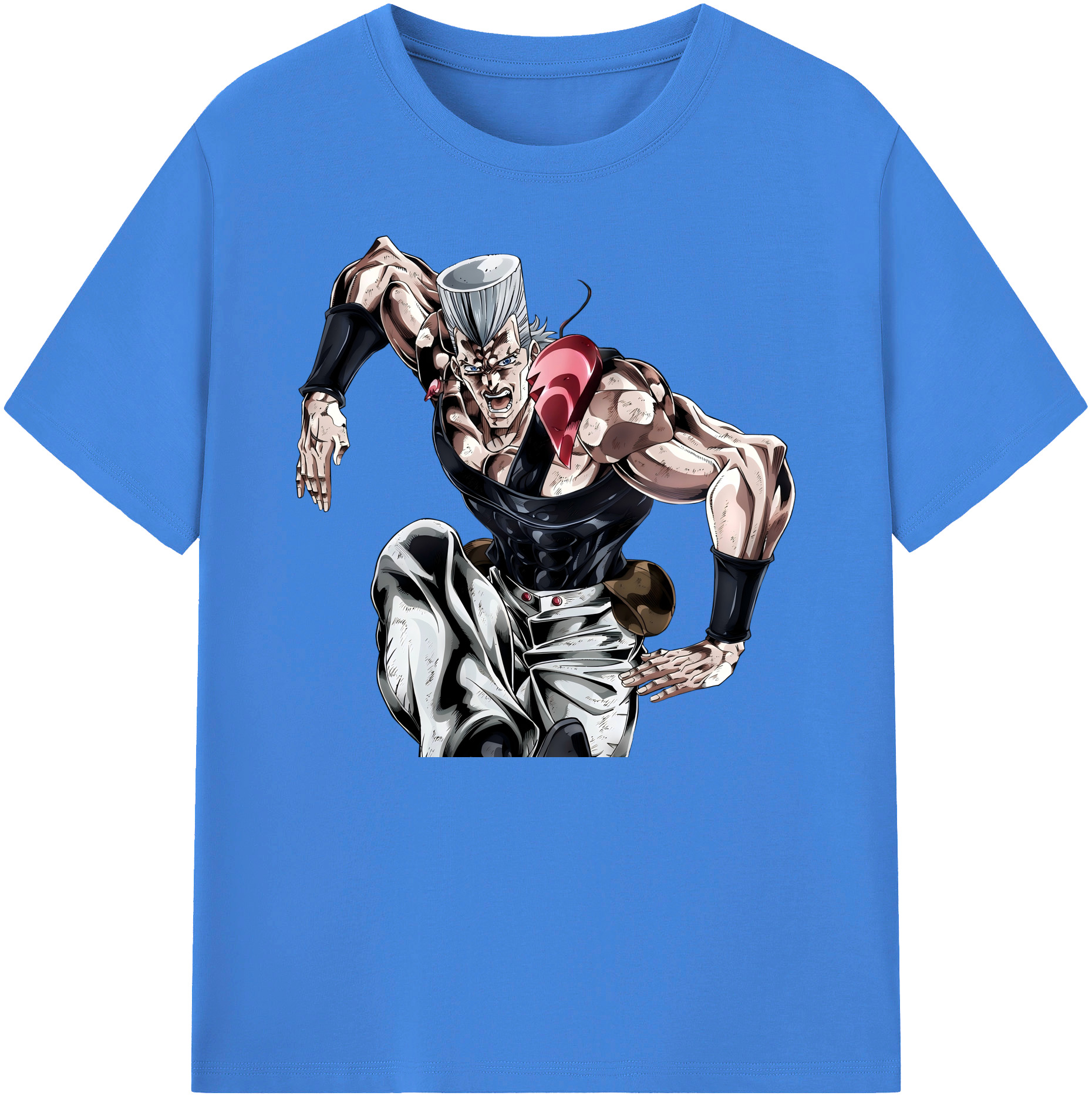 （画像用） ジョジョの奇妙な冒険 ジャン＝ピエール?ポルナレフ JoJo's Bizarre Adventure Jan Pierre Polnareff 綿100％ メンズ半袖Tシャツ｜肌触りやわらか＆通気性