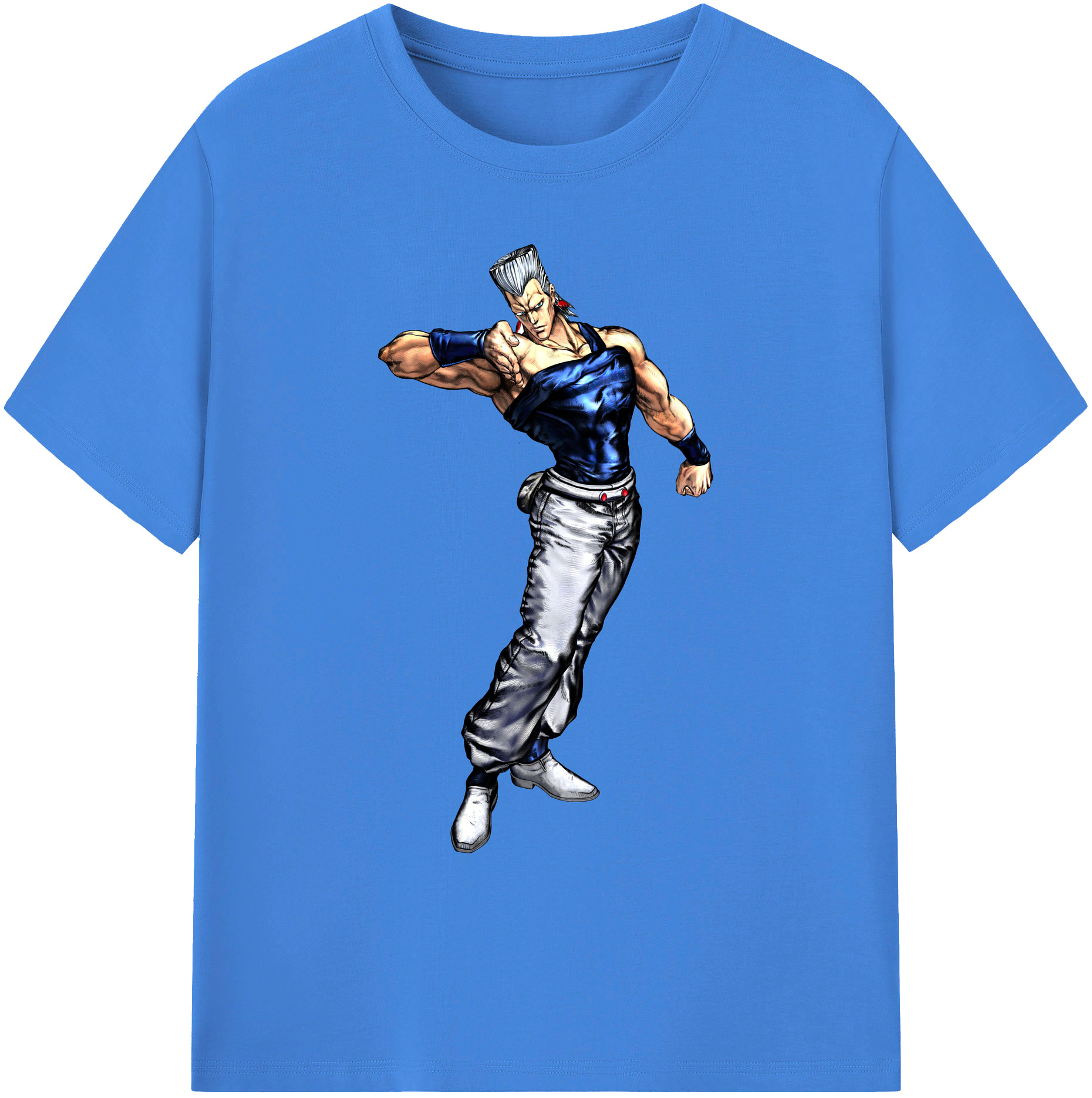 （画像用） ジョジョの奇妙な冒険 ジャン＝ピエール?ポルナレフ JoJo's Bizarre Adventure Jan Pierre Polnareff 綿100％ メンズ半袖Tシャツ｜肌触りやわらか＆通気性