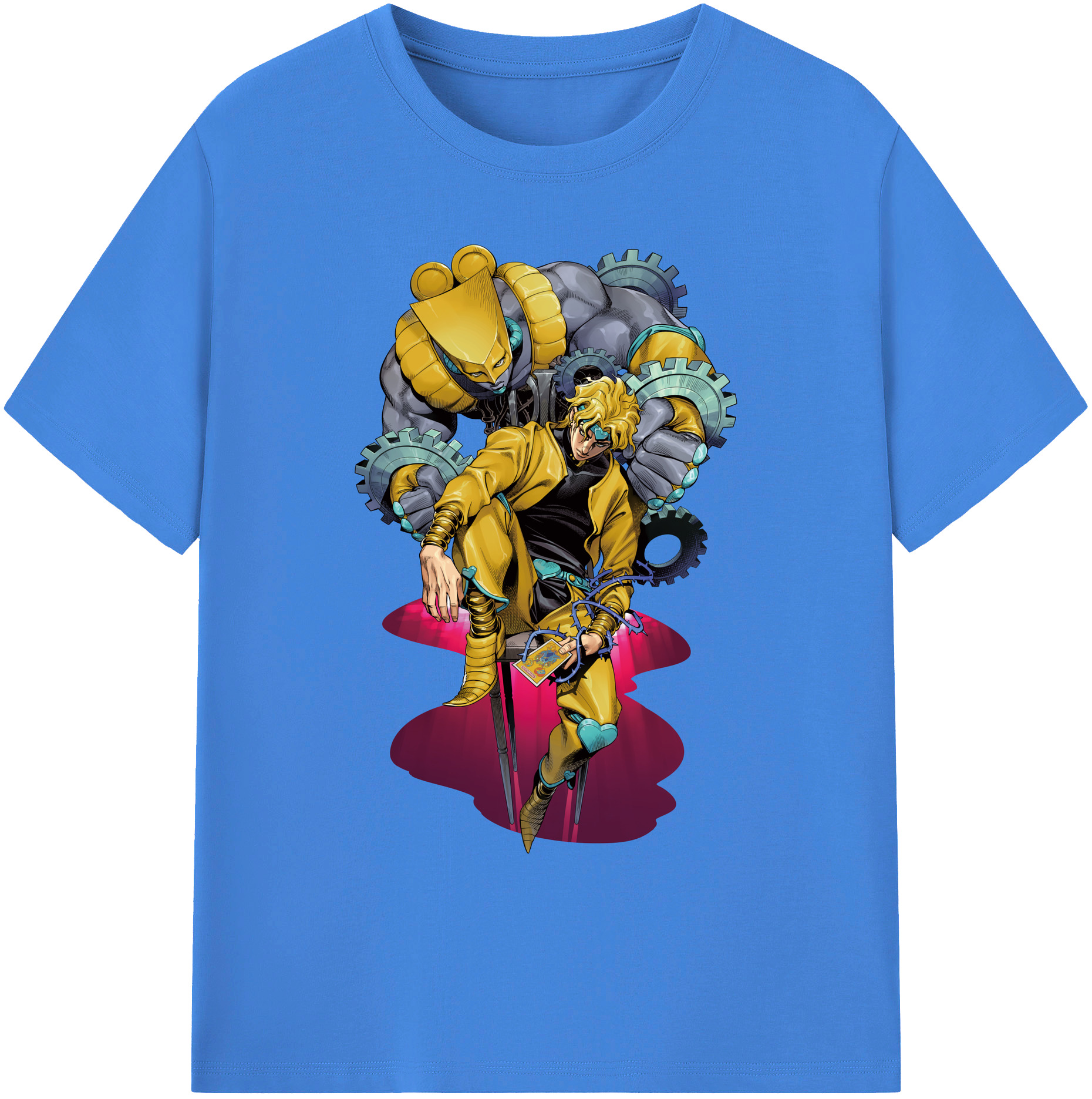 （画像用） ジョジョの奇妙な冒険 ディオ?ブランドー JoJo's Bizarre Adventure Dio Brando 綿100％ メンズ半袖Tシャツ｜肌触りやわらか＆通気性