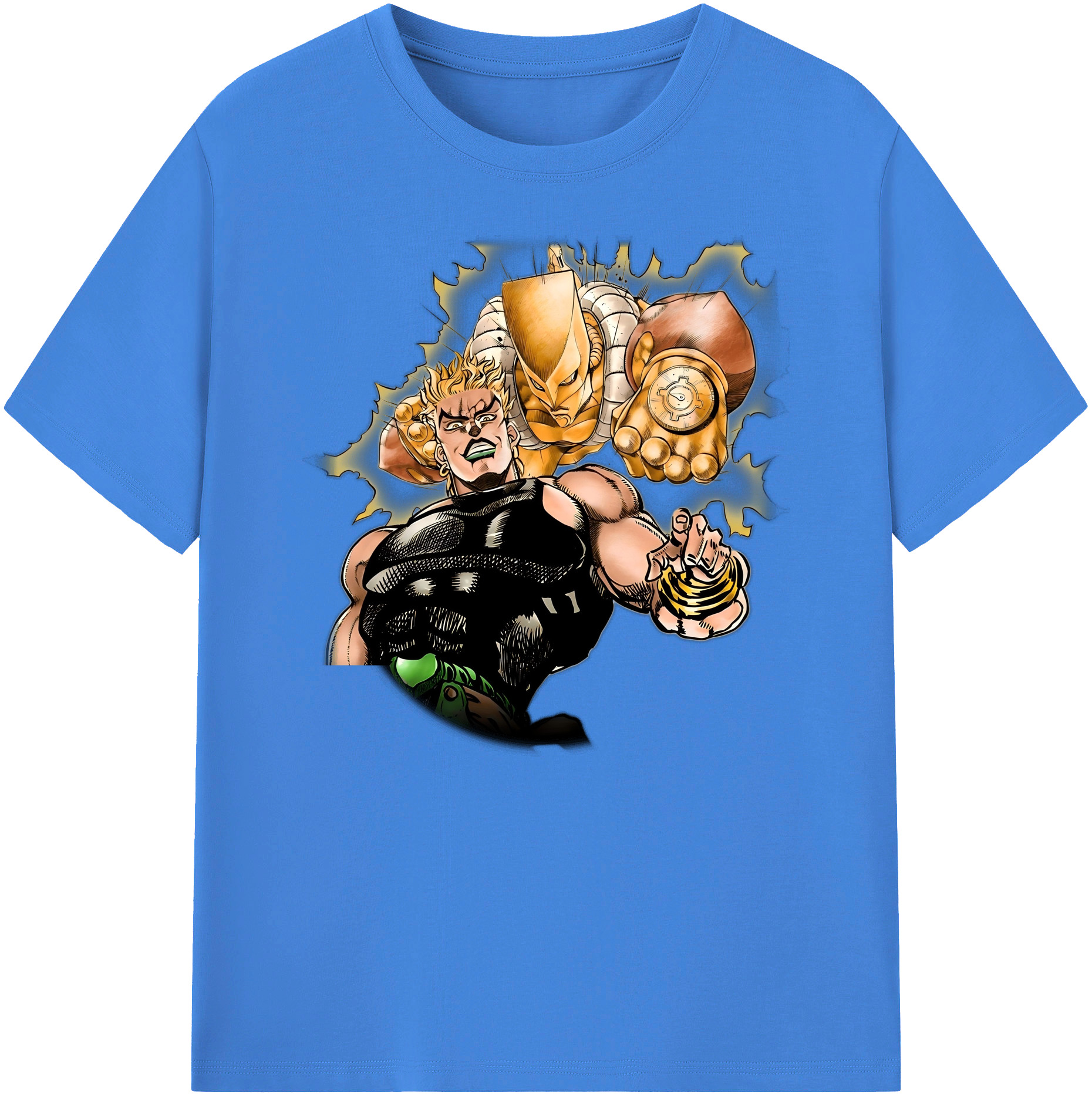 （画像用） ジョジョの奇妙な冒険 ディオ?ブランドー JoJo's Bizarre Adventure Dio Brando 綿100％ メンズ半袖Tシャツ｜肌触りやわらか＆通気性