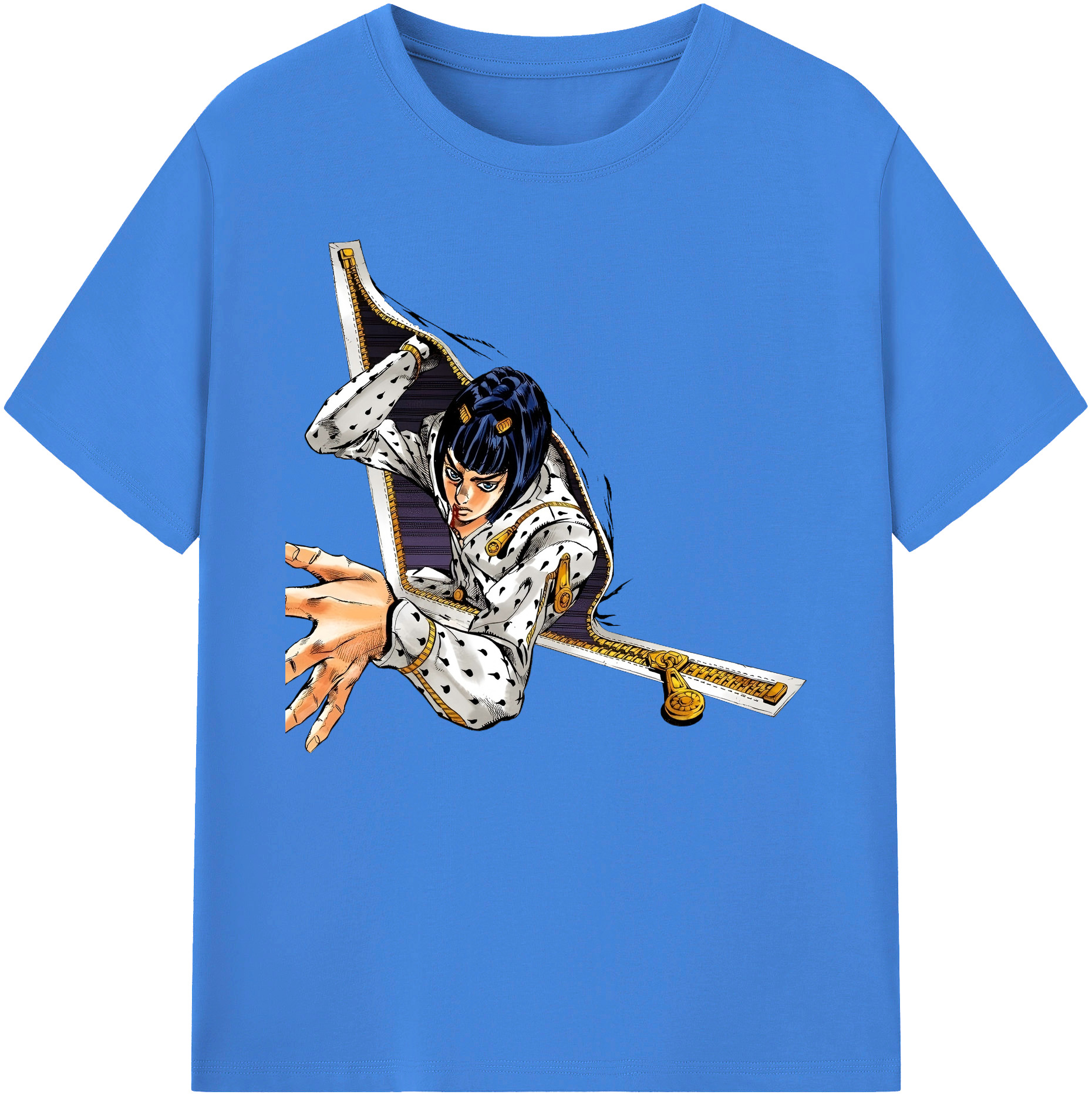 （画像用） ジョジョの奇妙な冒険 ブローノ?ブチャラティ JoJo's Bizarre Adventure Bruno Bucciarati 綿100％ メンズ半袖Tシャツ｜肌触りやわらか＆通気性