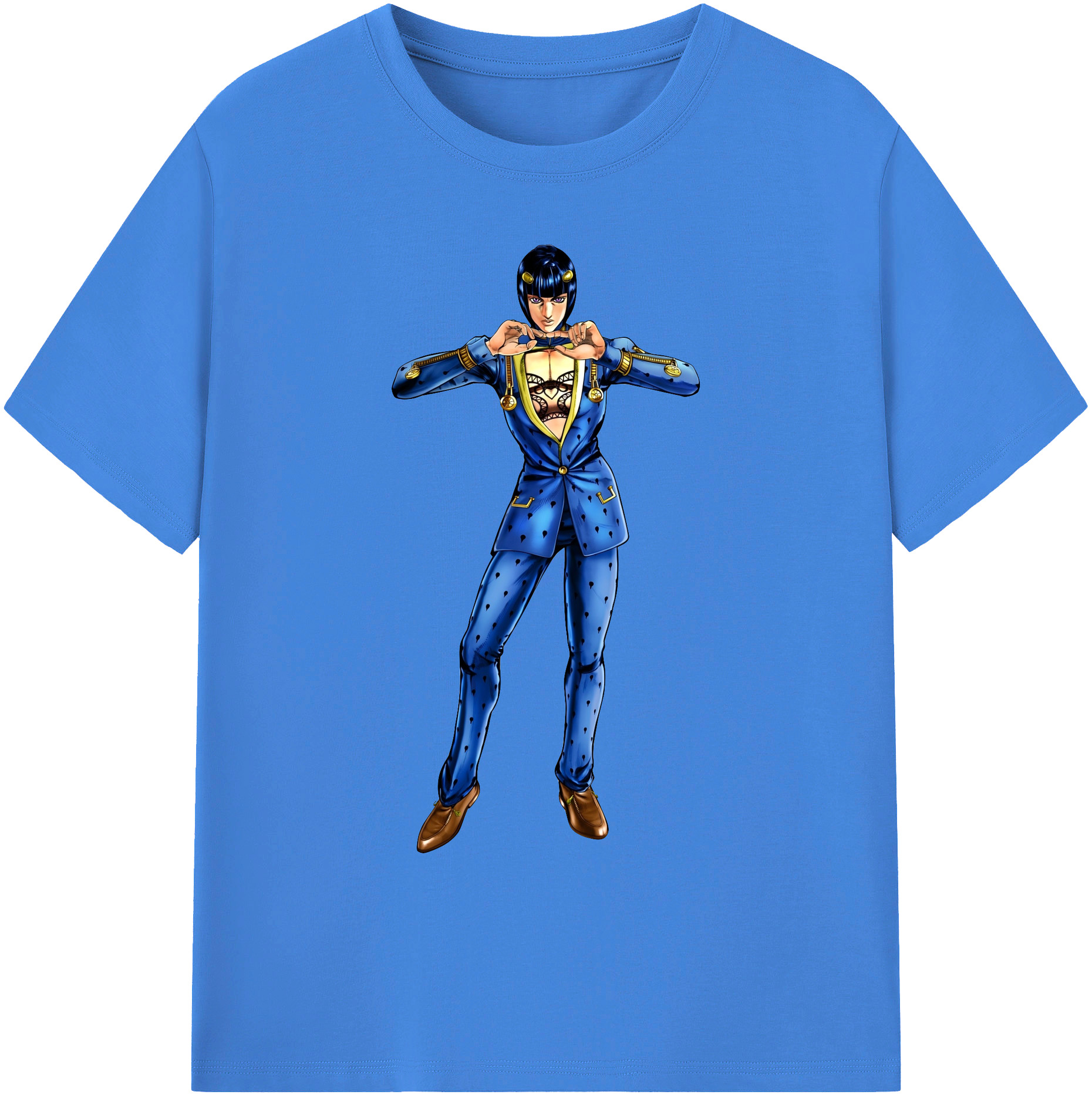 （画像用） ジョジョの奇妙な冒険 ブローノ?ブチャラティ JoJo's Bizarre Adventure Bruno Bucciarati 綿100％ メンズ半袖Tシャツ｜肌触りやわらか＆通気性