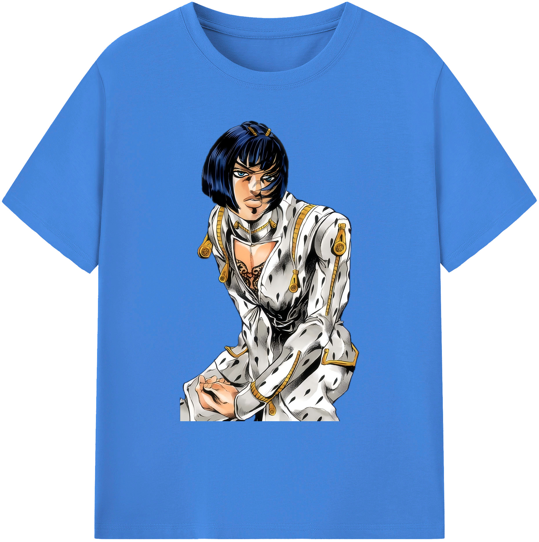（画像用） ジョジョの奇妙な冒険 ブローノ?ブチャラティ JoJo's Bizarre Adventure Bruno Bucciarati 綿100％ メンズ半袖Tシャツ｜肌触りやわらか＆通気性