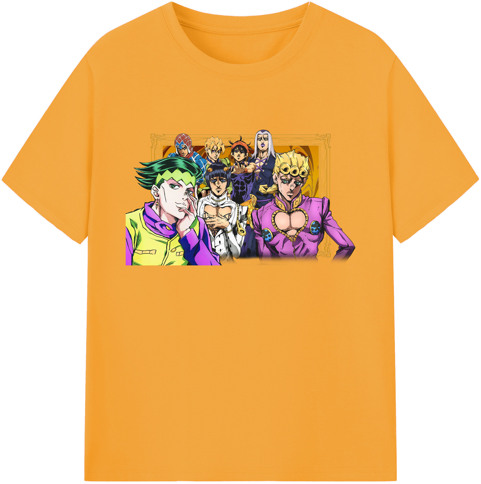 （画像用） ジョジョの奇妙な冒険 ジョルノ?ジョバァーナ JoJo's Bizarre Adventure Giorno Giovanna 綿100％ メンズ半袖Tシャツ｜肌触りやわらか＆通気性