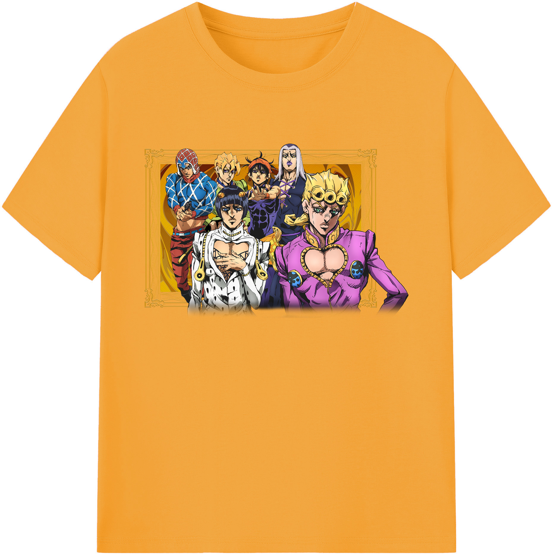 （画像用） ジョジョの奇妙な冒険 ジョルノ?ジョバァーナ JoJo's Bizarre Adventure Giorno Giovanna 綿100％ メンズ半袖Tシャツ｜肌触りやわらか＆通気性