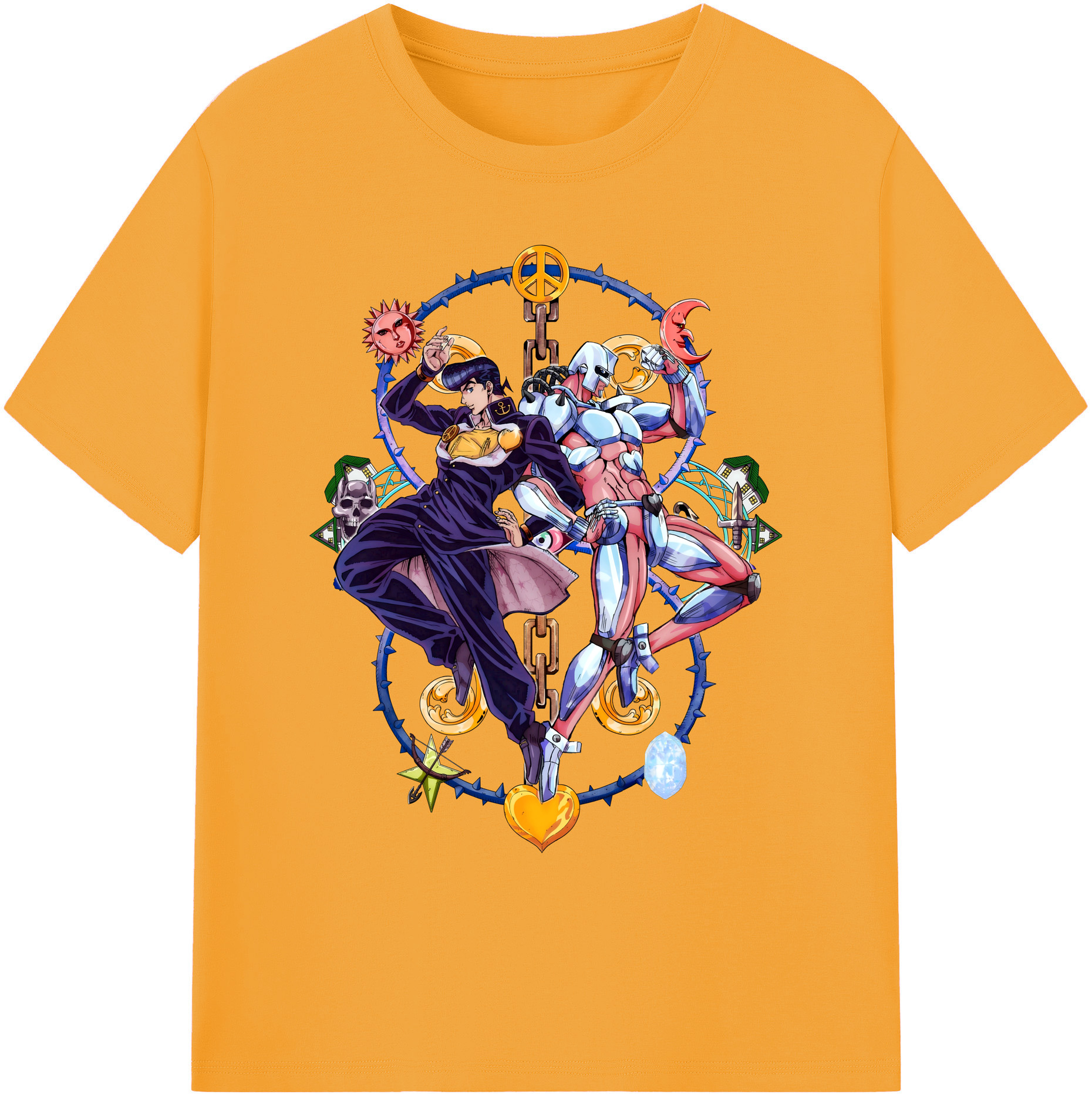 （画像用） ジョジョの奇妙な冒険 ひがしかた じょうすけ JoJo's Bizarre Adventure Higashikata Josuke 綿100％ メンズ半袖Tシャツ｜肌触りやわらか＆通気性