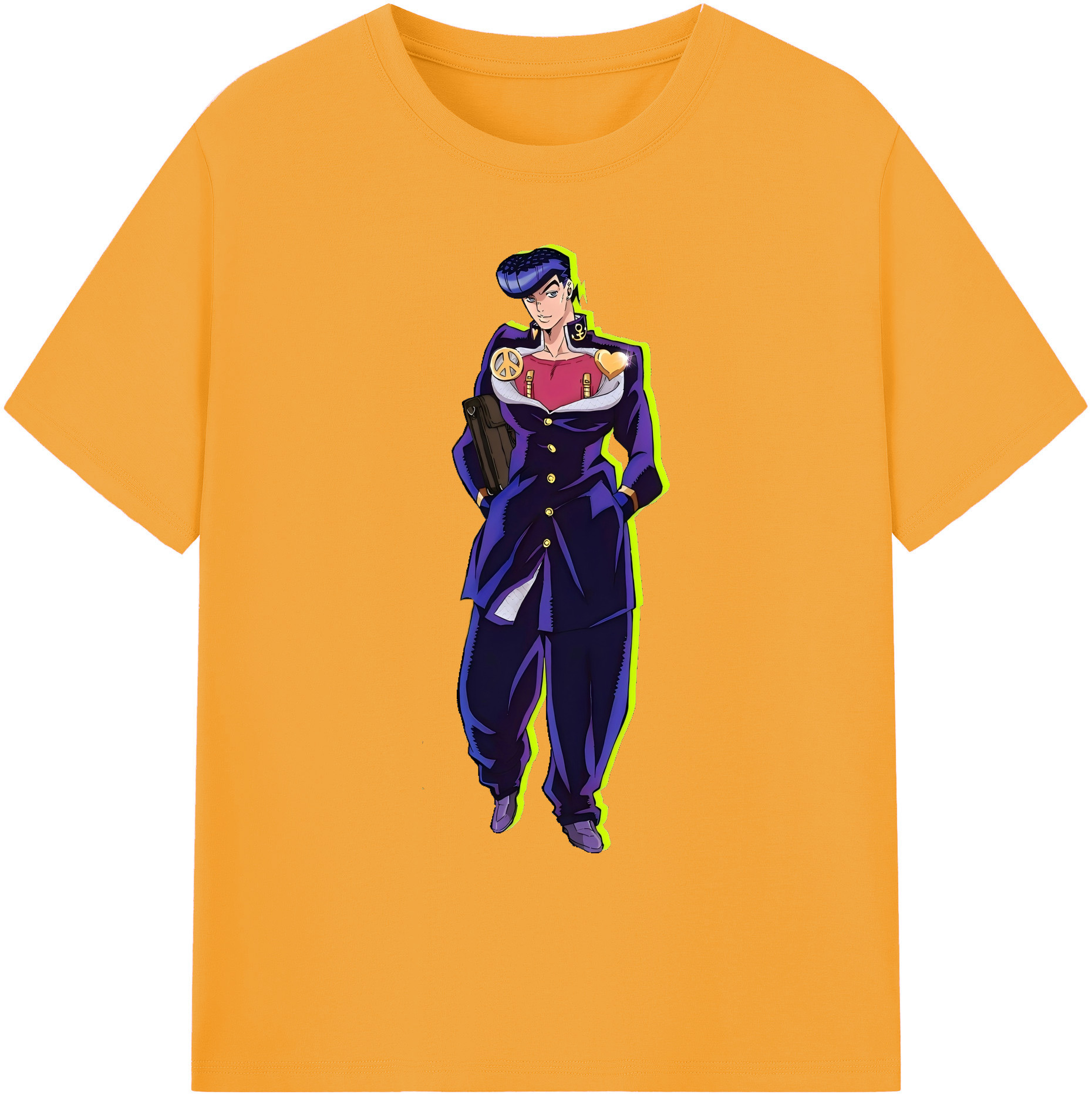 （画像用） ジョジョの奇妙な冒険 ひがしかた じょうすけ JoJo's Bizarre Adventure Higashikata Josuke 綿100％ メンズ半袖Tシャツ｜肌触りやわらか＆通気性