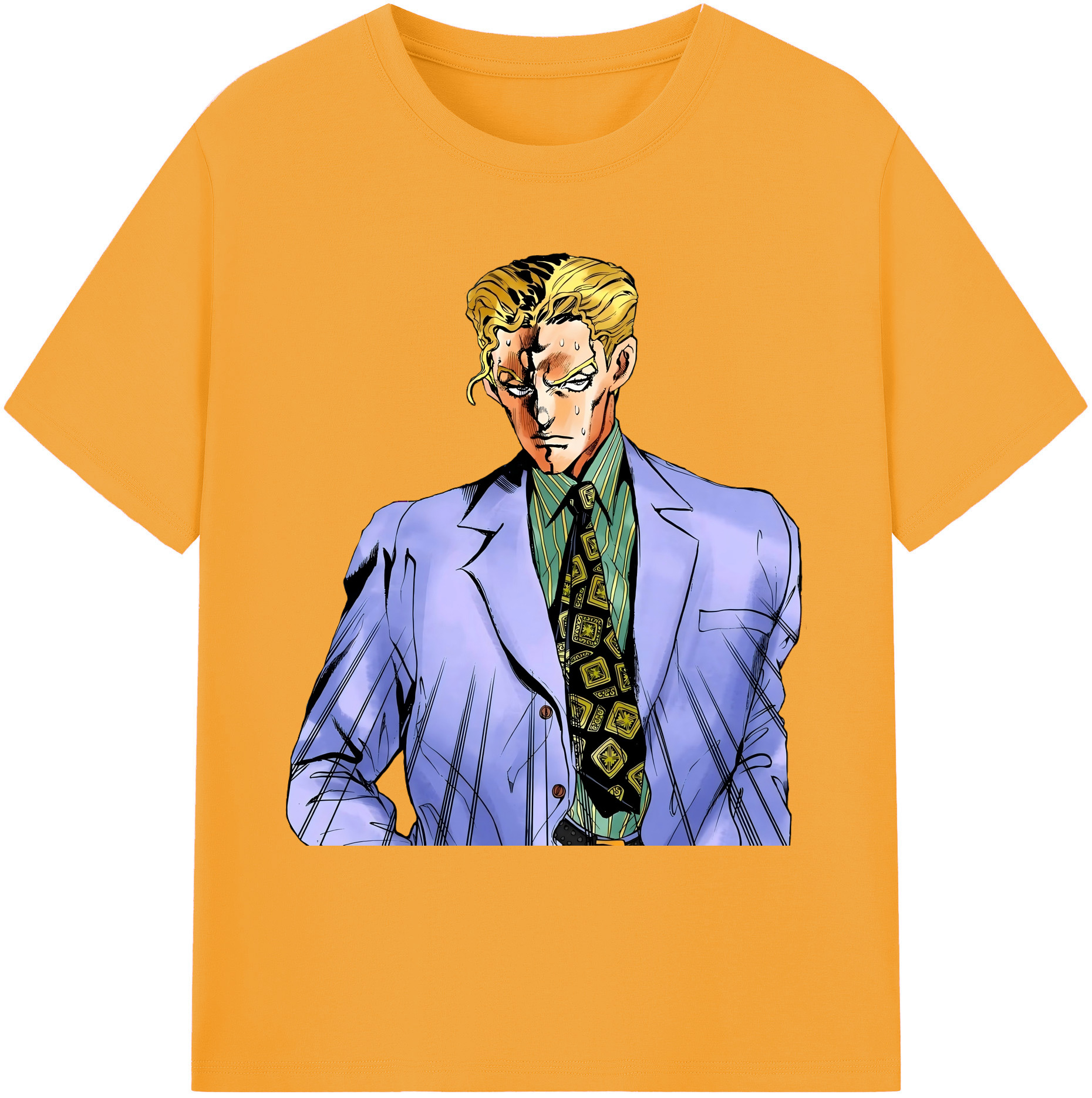 （画像用） ジョジョの奇妙な冒険 きら よしかげ JoJo's Bizarre Adventure Kira Yoshikage 綿100％ メンズ半袖Tシャツ｜肌触りやわらか＆通気性
