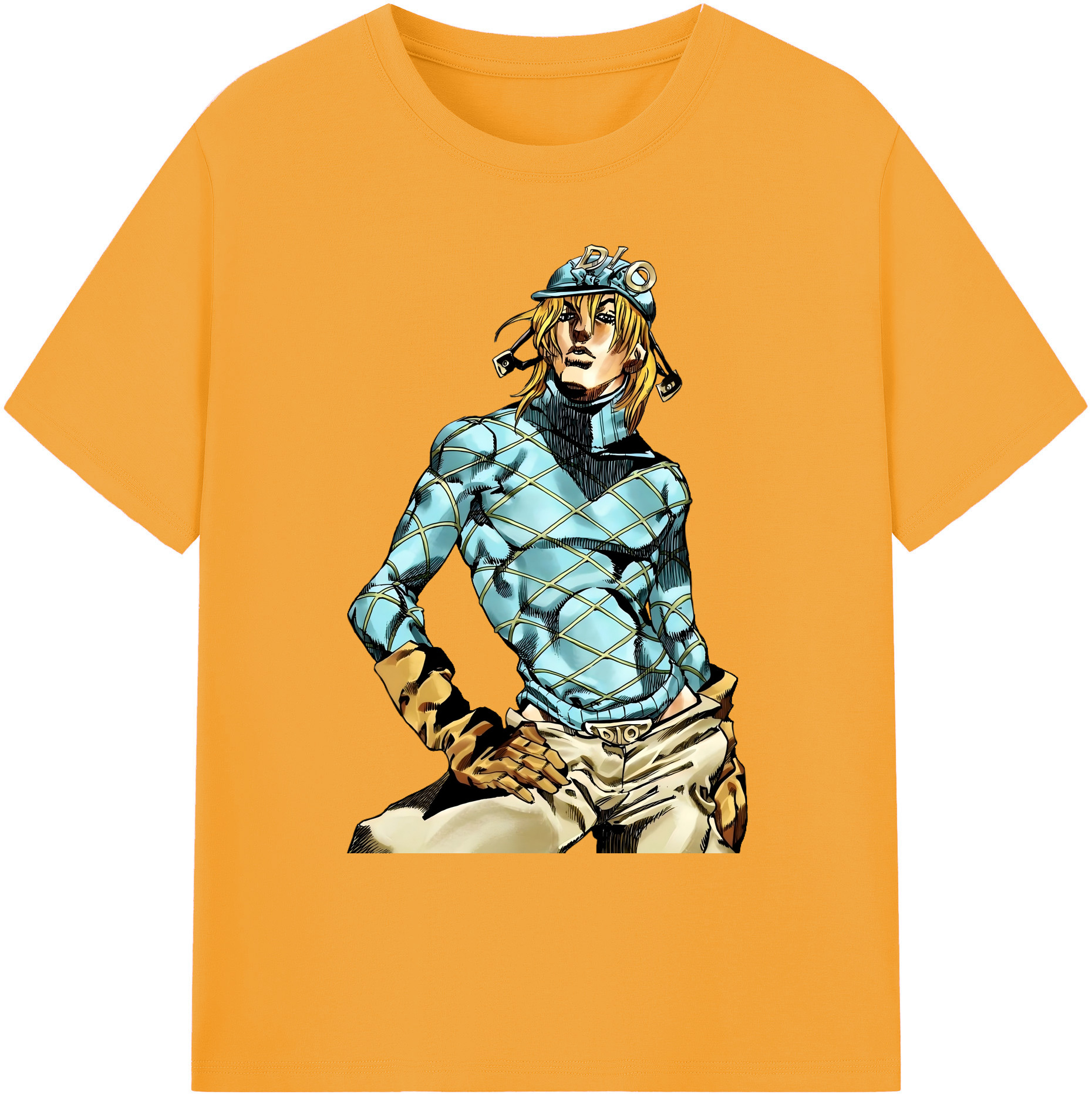 （画像用） ジョジョの奇妙な冒険 ディオ?ブランドー JoJo's Bizarre Adventure Dio Brando 綿100％ メンズ半袖Tシャツ｜肌触りやわらか＆通気性