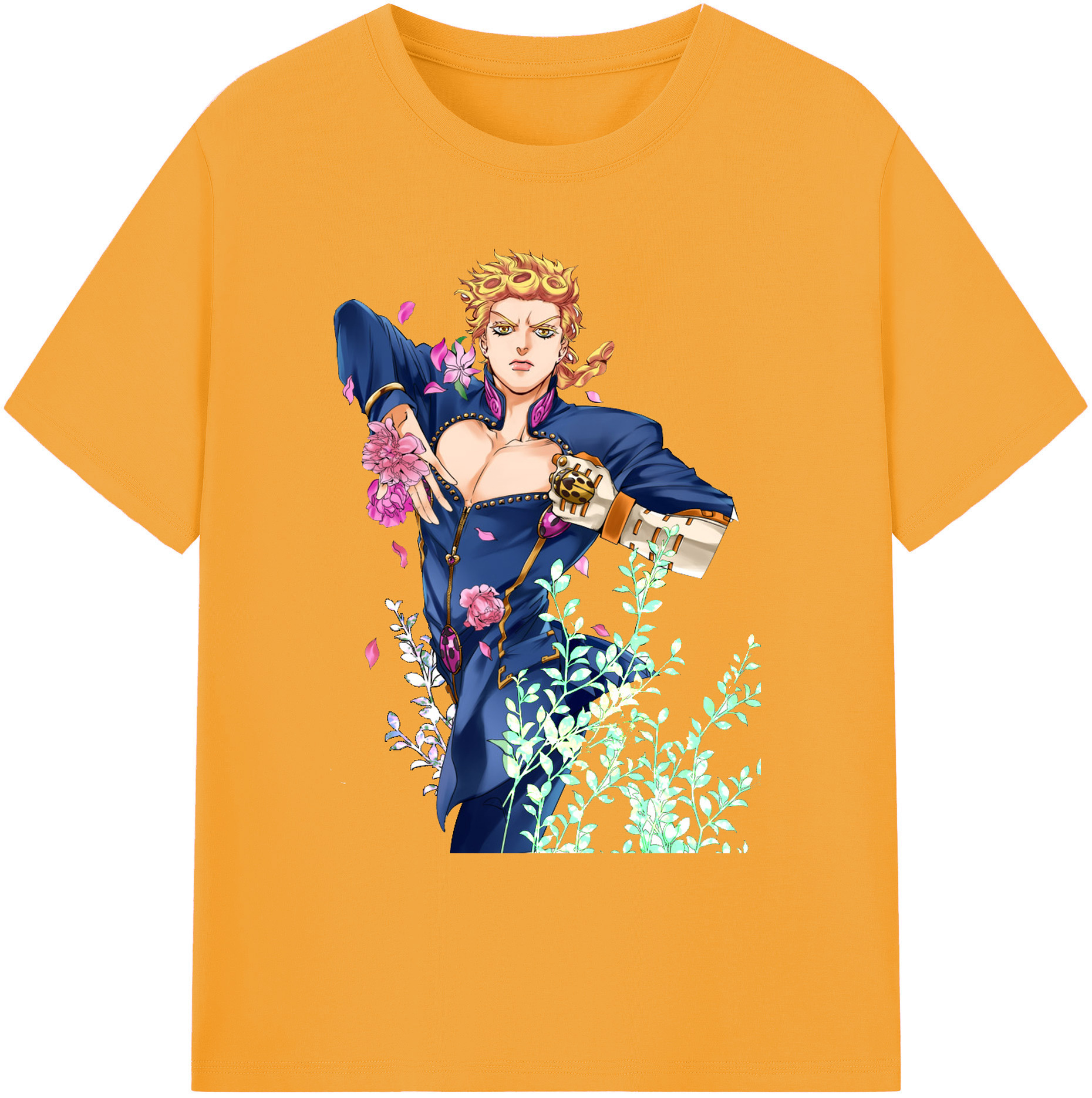 （画像用） ジョジョの奇妙な冒険 ジョルノ?ジョバァーナ JoJo's Bizarre Adventure Giorno Giovanna 綿100％ メンズ半袖Tシャツ｜肌触りやわらか＆通気性