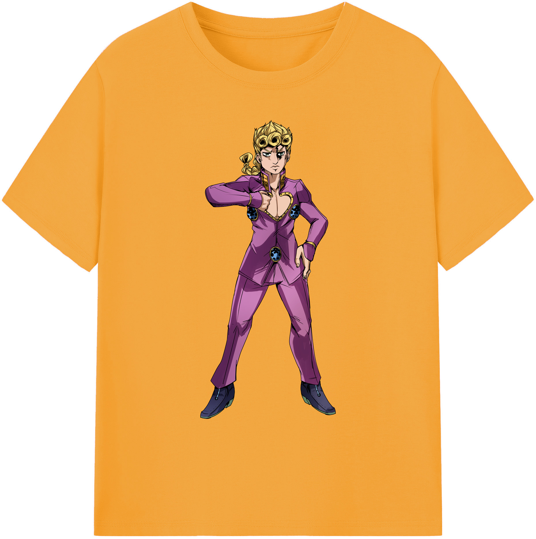 （画像用） ジョジョの奇妙な冒険 ジョルノ?ジョバァーナ JoJo's Bizarre Adventure Giorno Giovanna 綿100％ メンズ半袖Tシャツ｜肌触りやわらか＆通気性
