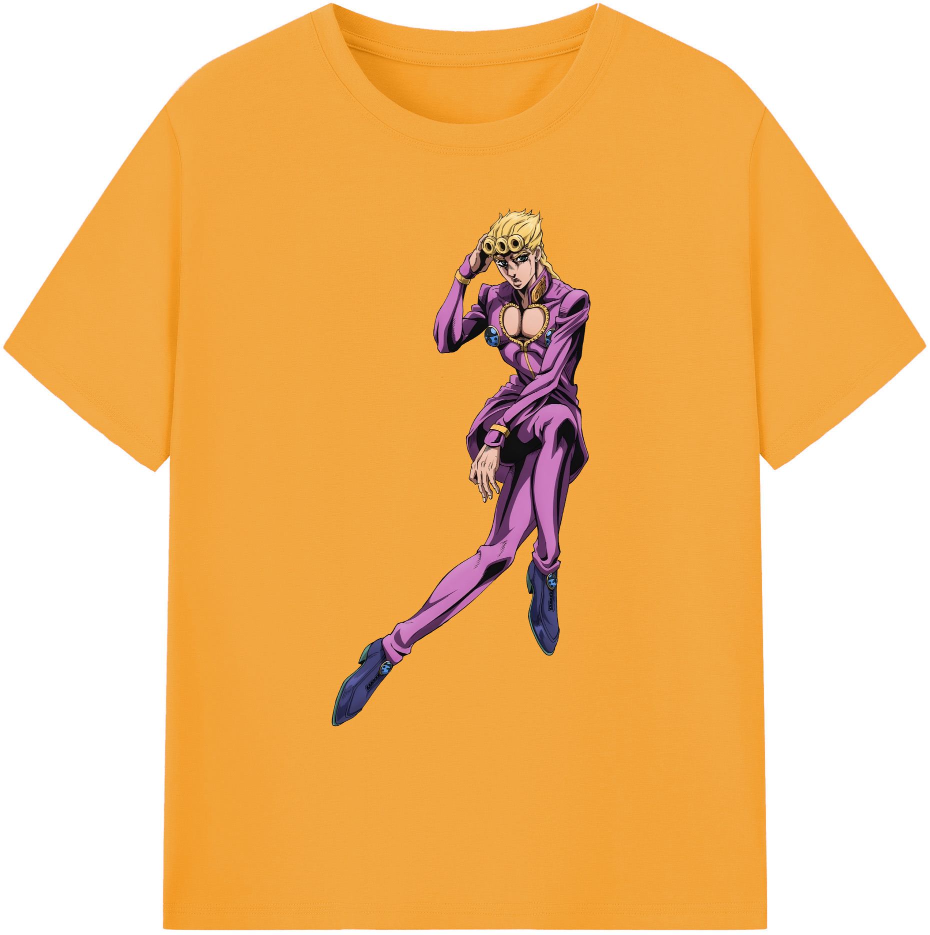 （画像用） ジョジョの奇妙な冒険 ジョルノ?ジョバァーナ JoJo's Bizarre Adventure Giorno Giovanna 綿100％ メンズ半袖Tシャツ｜肌触りやわらか＆通気性