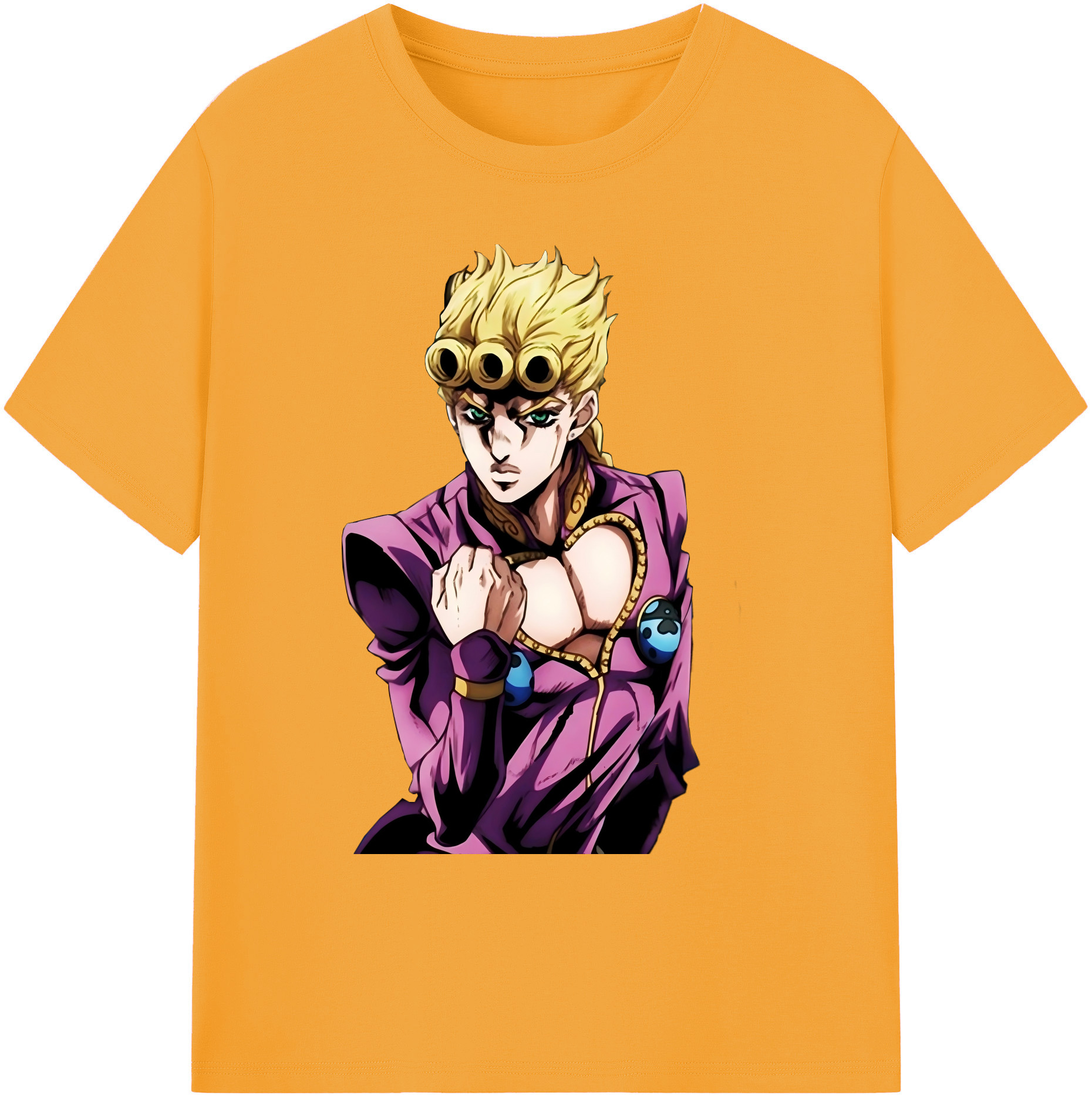 （画像用） ジョジョの奇妙な冒険 ジョルノ?ジョバァーナ JoJo's Bizarre Adventure Giorno Giovanna 綿100％ メンズ半袖Tシャツ｜肌触りやわらか＆通気性