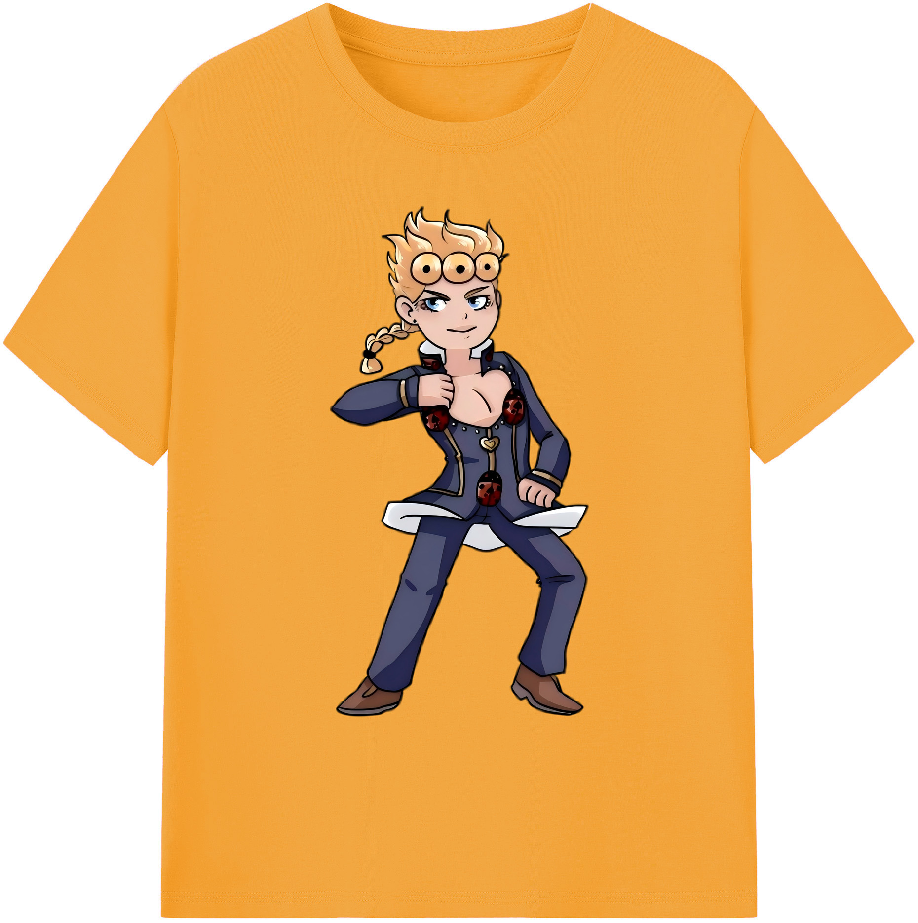 （画像用） ジョジョの奇妙な冒険 ジョルノ?ジョバァーナ JoJo's Bizarre Adventure Giorno Giovanna 綿100％ メンズ半袖Tシャツ｜肌触りやわらか＆通気性