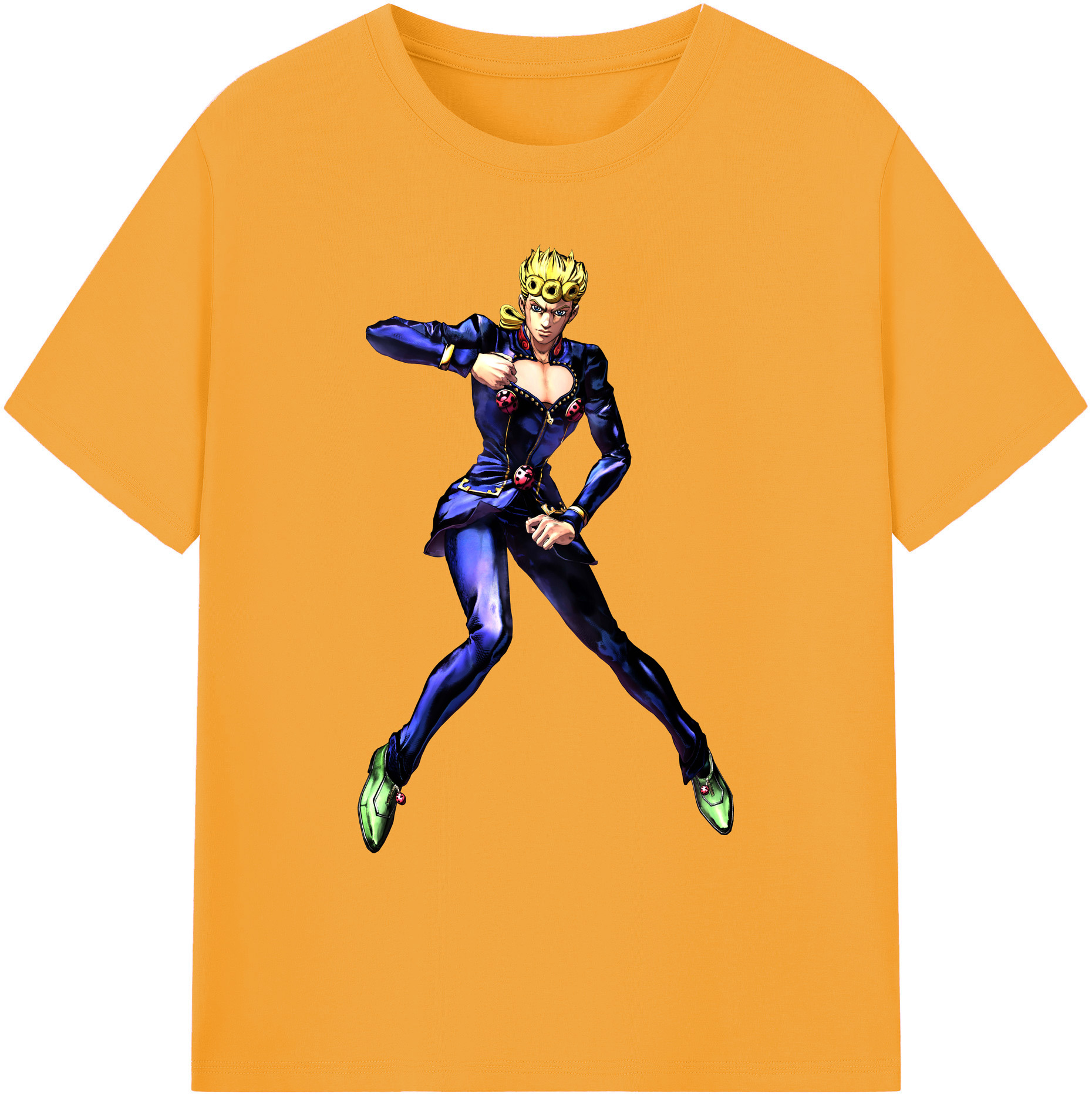 （画像用） ジョジョの奇妙な冒険 ジョルノ?ジョバァーナ JoJo's Bizarre Adventure Giorno Giovanna 綿100％ メンズ半袖Tシャツ｜肌触りやわらか＆通気性