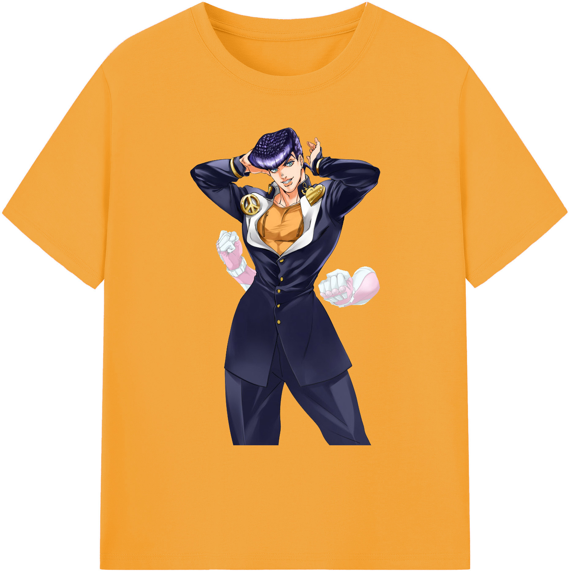 （画像用） ジョジョの奇妙な冒険 ひがしかた じょうすけ JoJo's Bizarre Adventure Higashikata Josuke 綿100％ メンズ半袖Tシャツ｜肌触りやわらか＆通気性