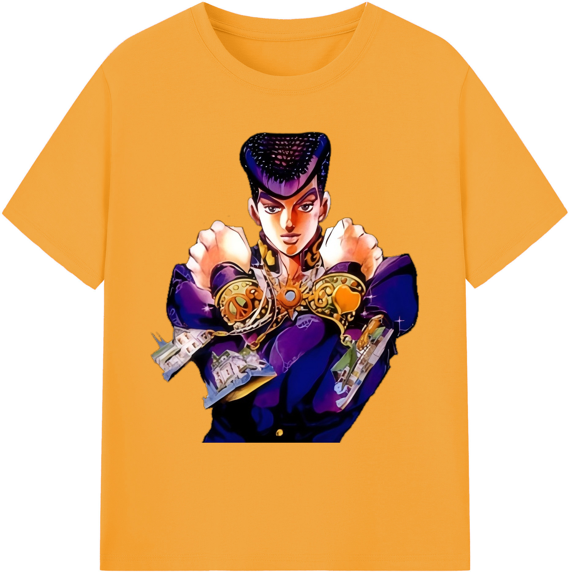 （画像用） ジョジョの奇妙な冒険 ひがしかた じょうすけ JoJo's Bizarre Adventure Higashikata Josuke 綿100％ メンズ半袖Tシャツ｜肌触りやわらか＆通気性