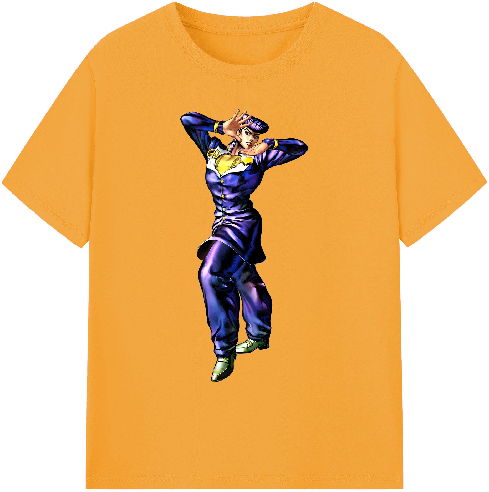 （画像用） ジョジョの奇妙な冒険 ひがしかた じょうすけ JoJo's Bizarre Adventure Higashikata Josuke 綿100％ メンズ半袖Tシャツ｜肌触りやわらか＆通気性