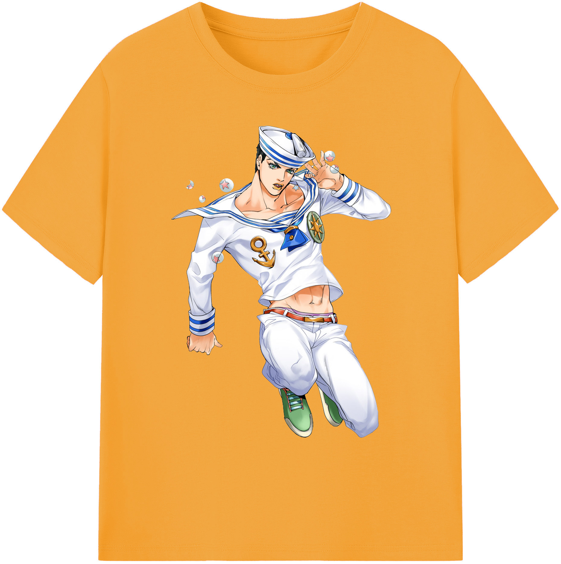 （画像用） ジョジョの奇妙な冒険 東方定助 JoJo's Bizarre Adventure Higashikata Josuke 綿100％ メンズ半袖Tシャツ｜肌触りやわらか＆通気性
