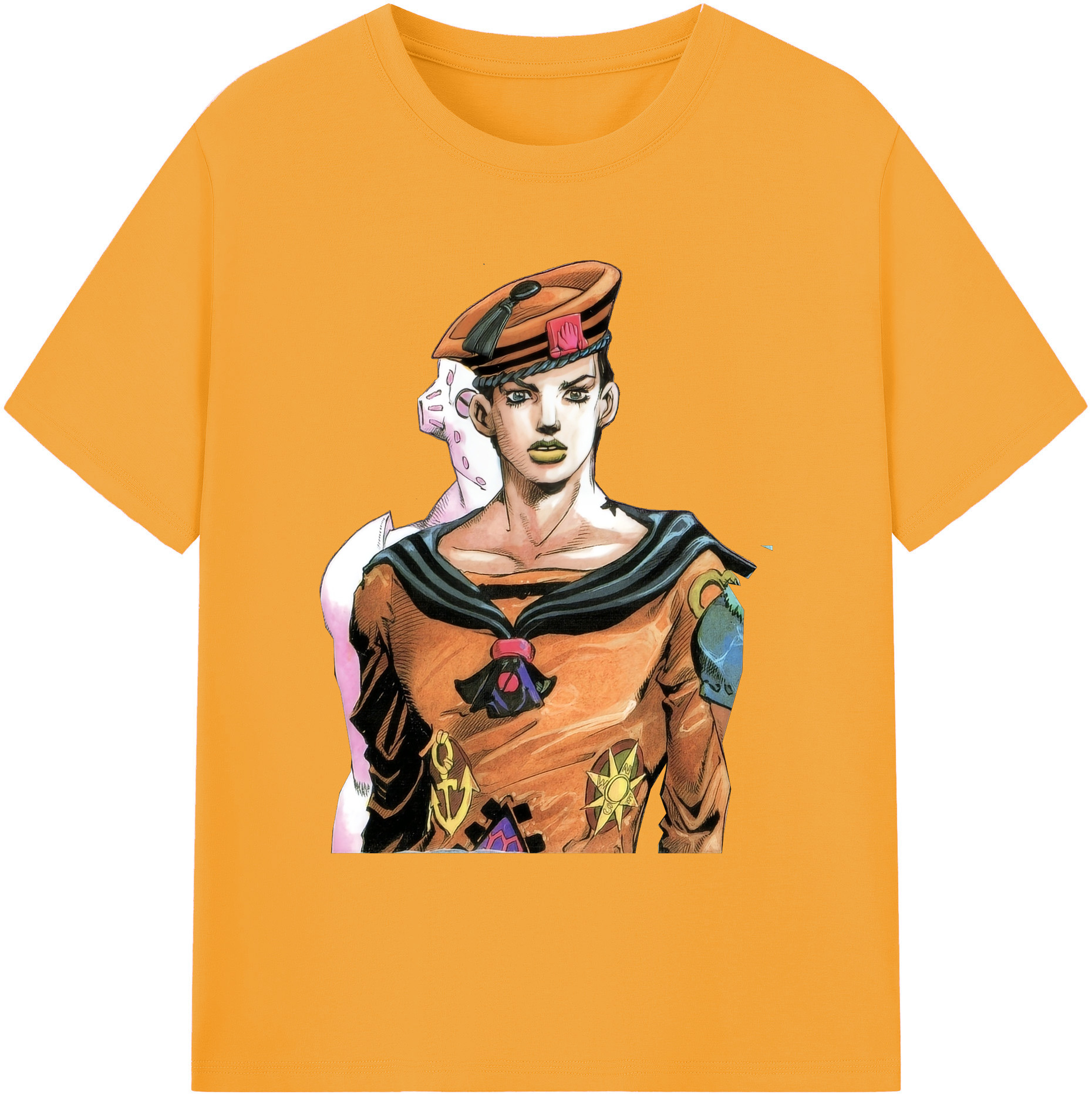 （画像用） ジョジョの奇妙な冒険 東方定助 JoJo's Bizarre Adventure Higashikata Josuke 綿100％ メンズ半袖Tシャツ｜肌触りやわらか＆通気性