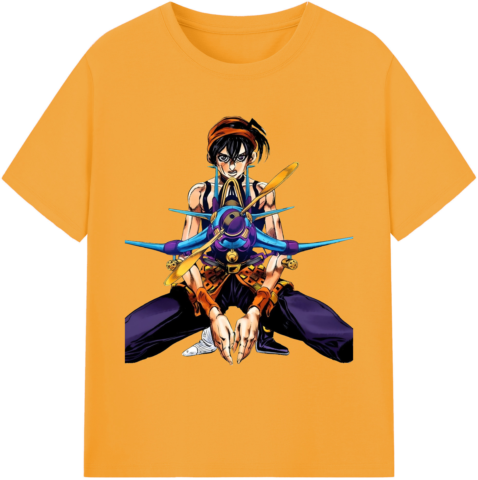 （画像用） ジョジョの奇妙な冒険 ナランチャ?ギルガ JoJo's Bizarre Adventure Narancia Ghirga 綿100％ メンズ半袖Tシャツ｜肌触りやわらか＆通気性