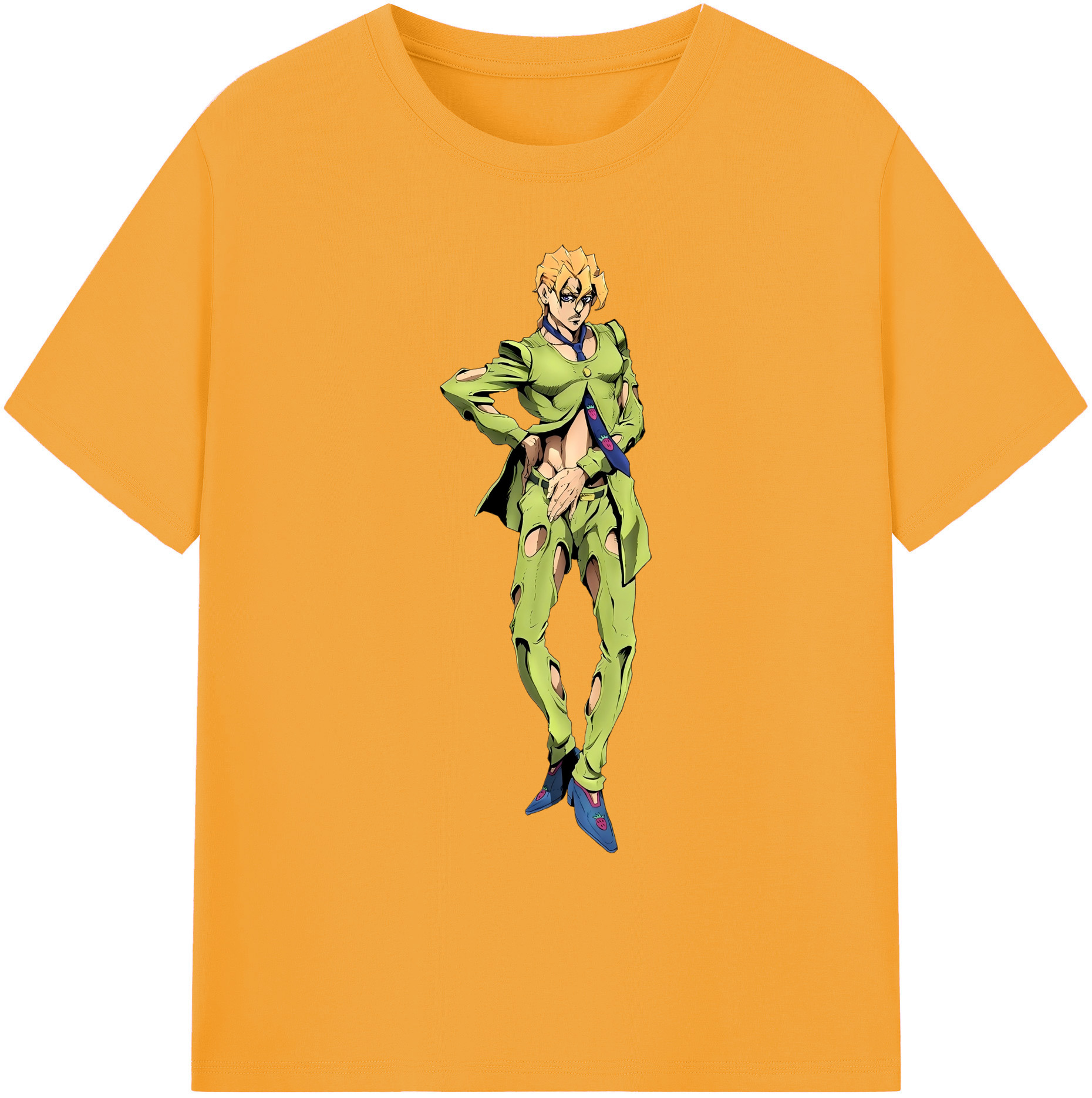 （画像用） ジョジョの奇妙な冒険 パンナコッタ?フー JoJo's Bizarre Adventure Pannacotta Fugo 綿100％ メンズ半袖Tシャツ｜肌触りやわらか＆通気性