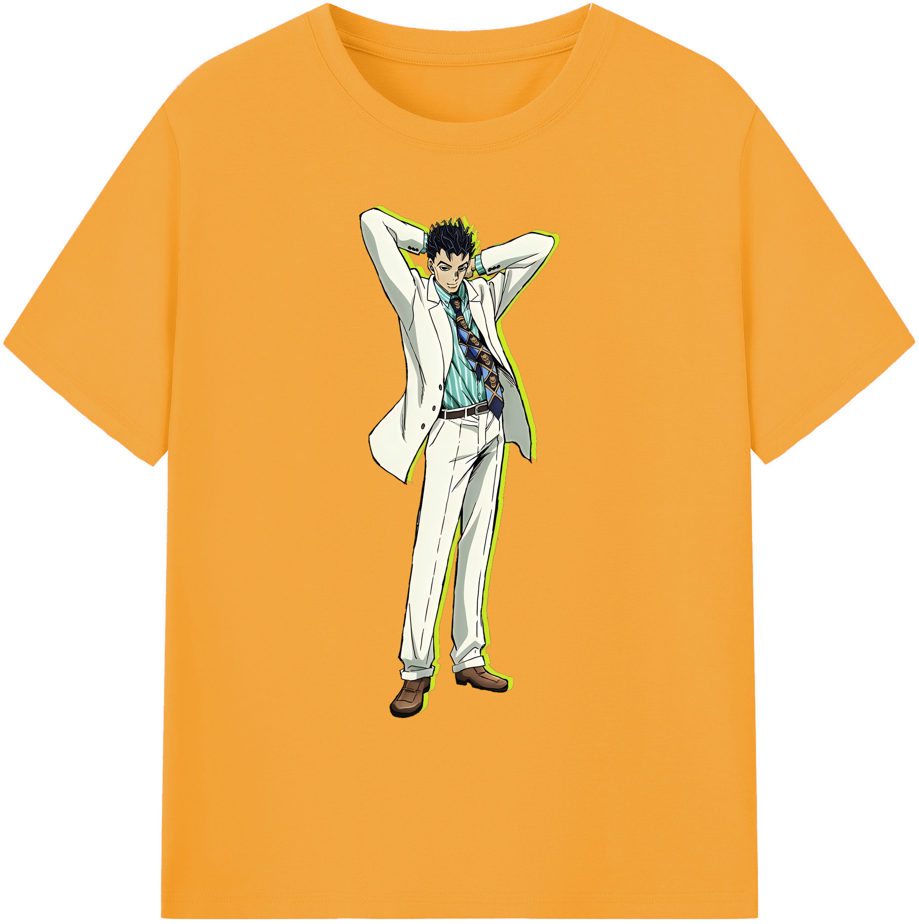 （画像用） ジョジョの奇妙な冒険 きら よしかげ JoJo's Bizarre Adventure Kira Yoshikage 綿100％ メンズ半袖Tシャツ｜肌触りやわらか＆通気性