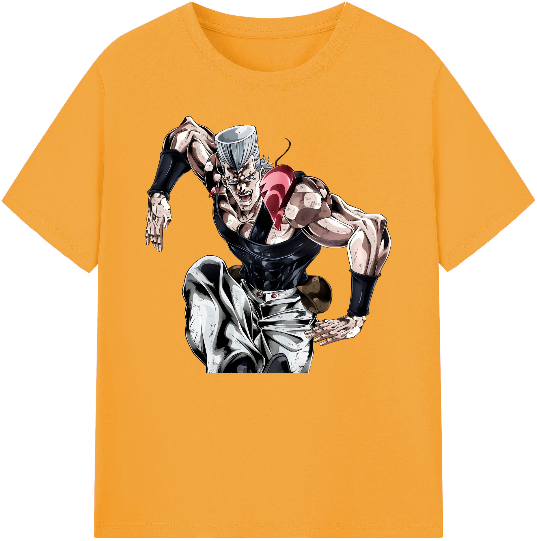 （画像用） ジョジョの奇妙な冒険 ジャン＝ピエール?ポルナレフ JoJo's Bizarre Adventure Jan Pierre Polnareff 綿100％ メンズ半袖Tシャツ｜肌触りやわらか＆通気性
