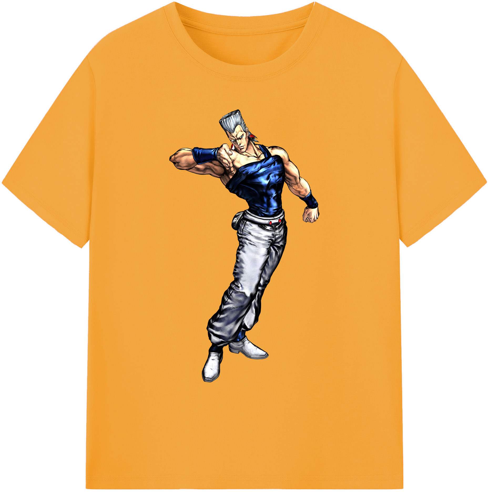 （画像用） ジョジョの奇妙な冒険 ジャン＝ピエール?ポルナレフ JoJo's Bizarre Adventure Jan Pierre Polnareff 綿100％ メンズ半袖Tシャツ｜肌触りやわらか＆通気性