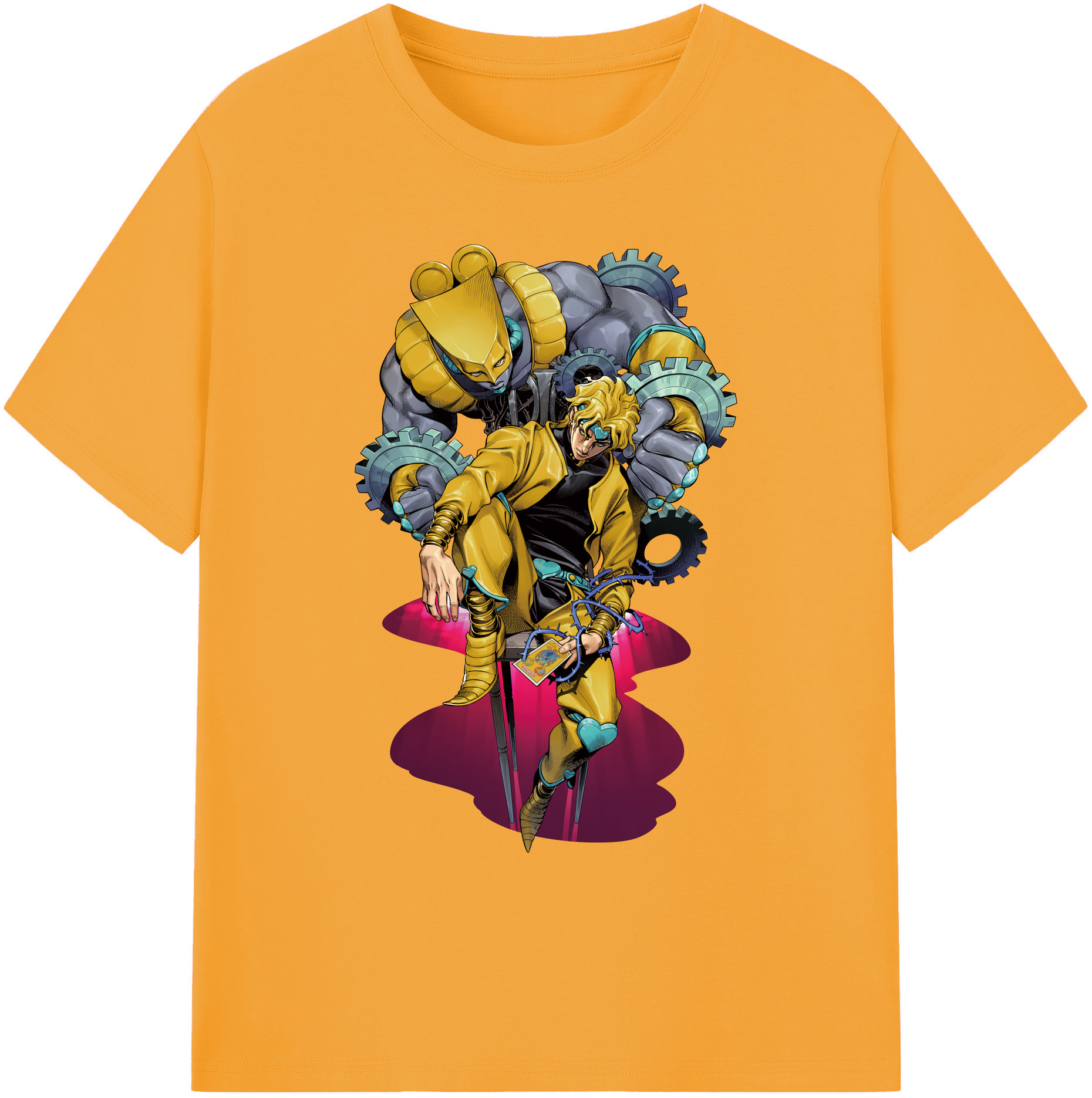 （画像用） ジョジョの奇妙な冒険 ディオ?ブランドー JoJo's Bizarre Adventure Dio Brando 綿100％ メンズ半袖Tシャツ｜肌触りやわらか＆通気性