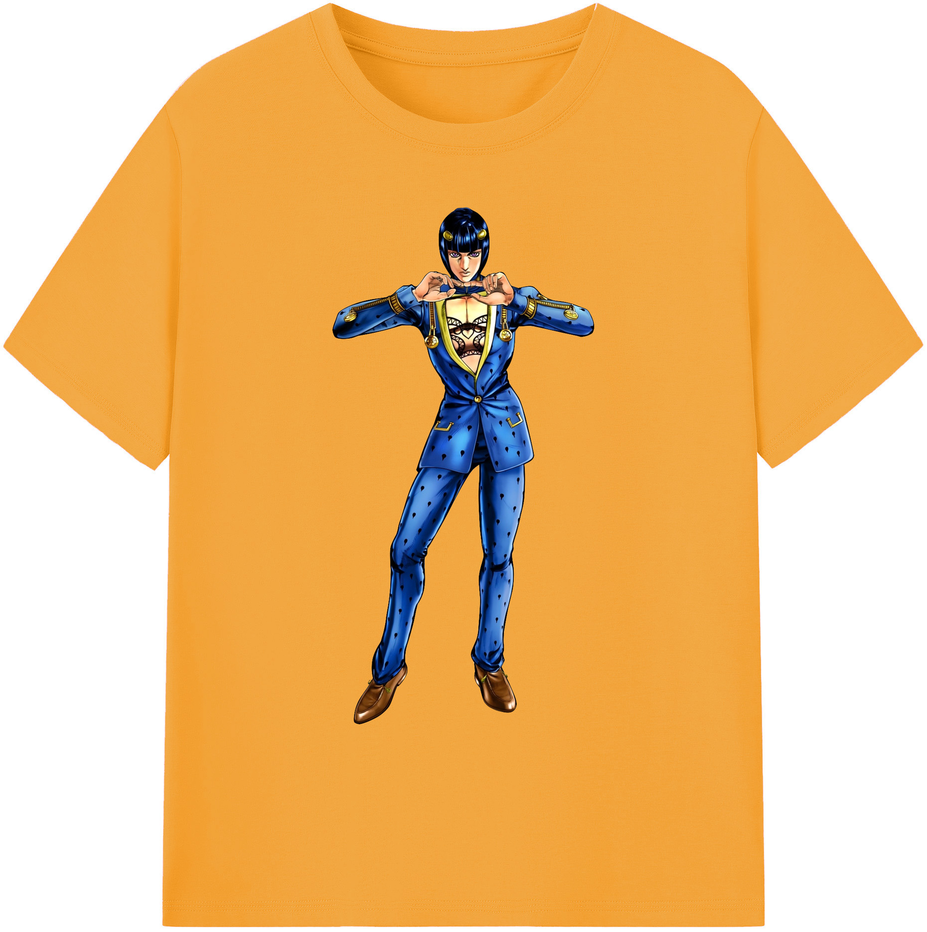 （画像用） ジョジョの奇妙な冒険 ブローノ?ブチャラティ JoJo's Bizarre Adventure Bruno Bucciarati 綿100％ メンズ半袖Tシャツ｜肌触りやわらか＆通気性