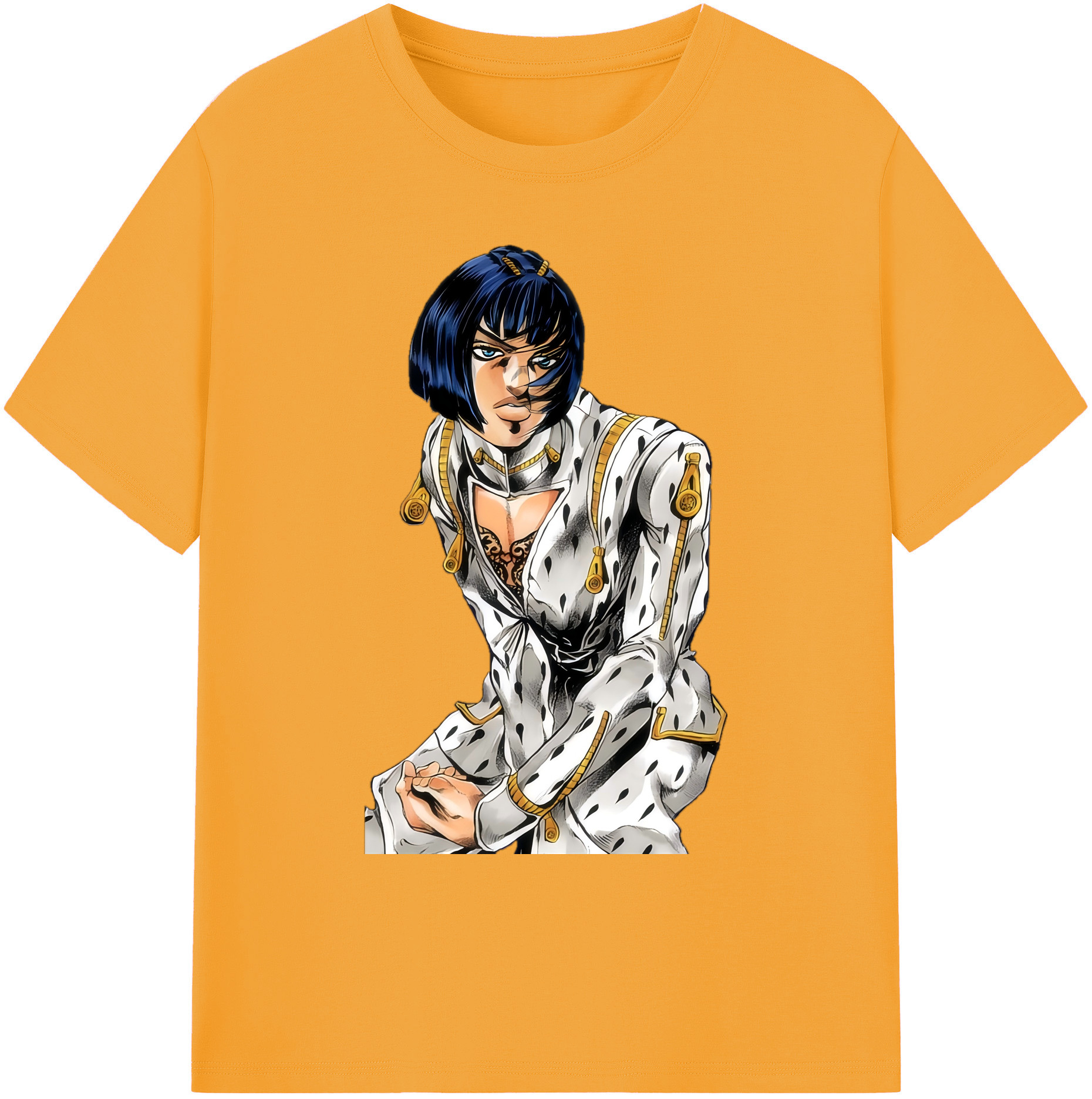 （画像用） ジョジョの奇妙な冒険 ブローノ?ブチャラティ JoJo's Bizarre Adventure Bruno Bucciarati 綿100％ メンズ半袖Tシャツ｜肌触りやわらか＆通気性